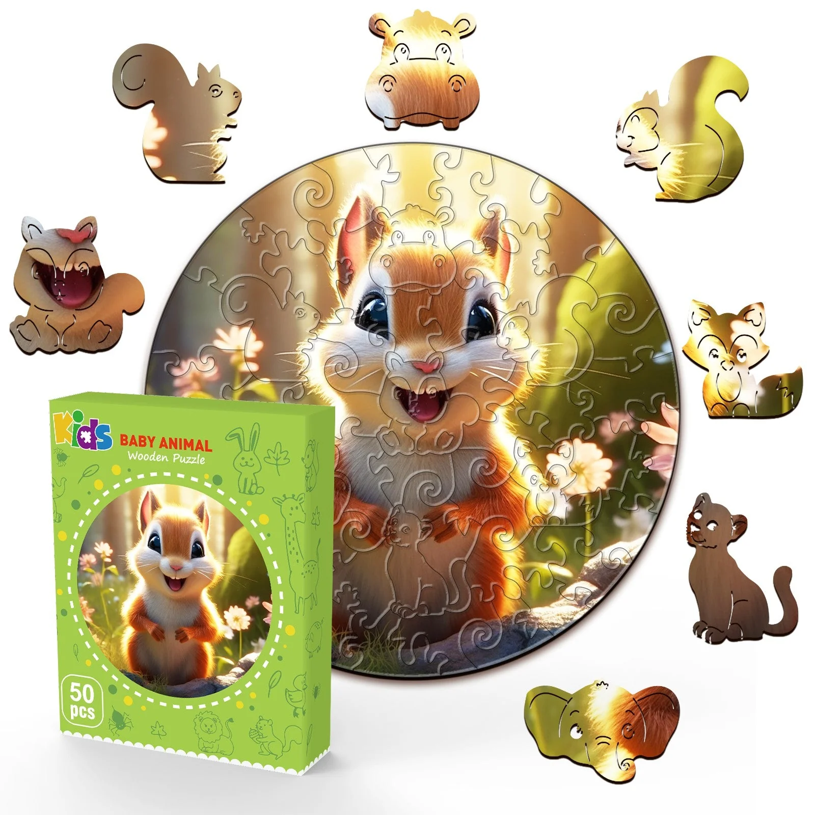 Kids Early Learning Wooden Squirrel Puzzle - Image 3