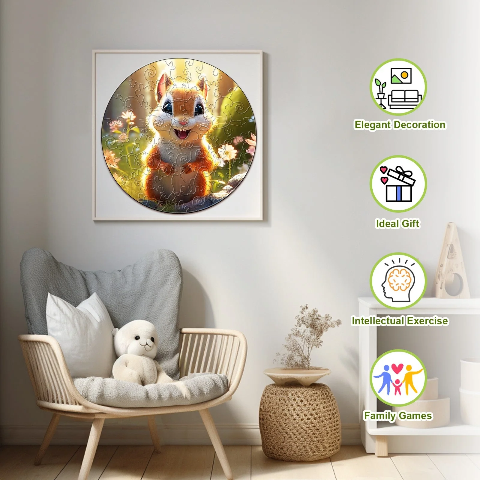 Kids Early Learning Wooden Squirrel Puzzle - Image 4