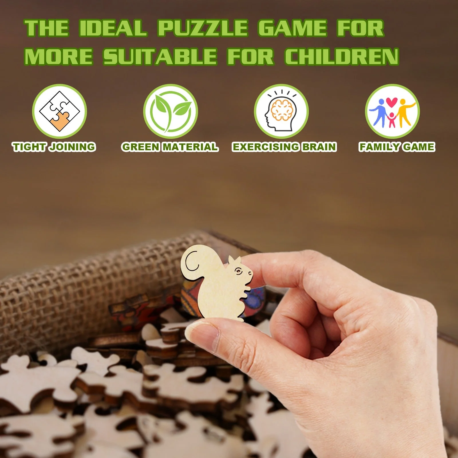 Kids Early Learning Wooden Squirrel Puzzle - Image 5