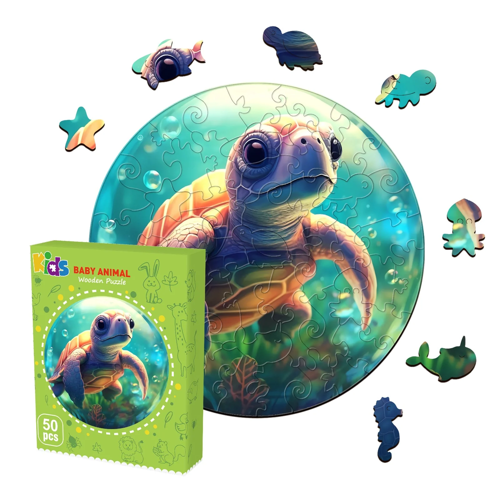 Kids Early Learning Wooden Turtle Puzzle - Image 3