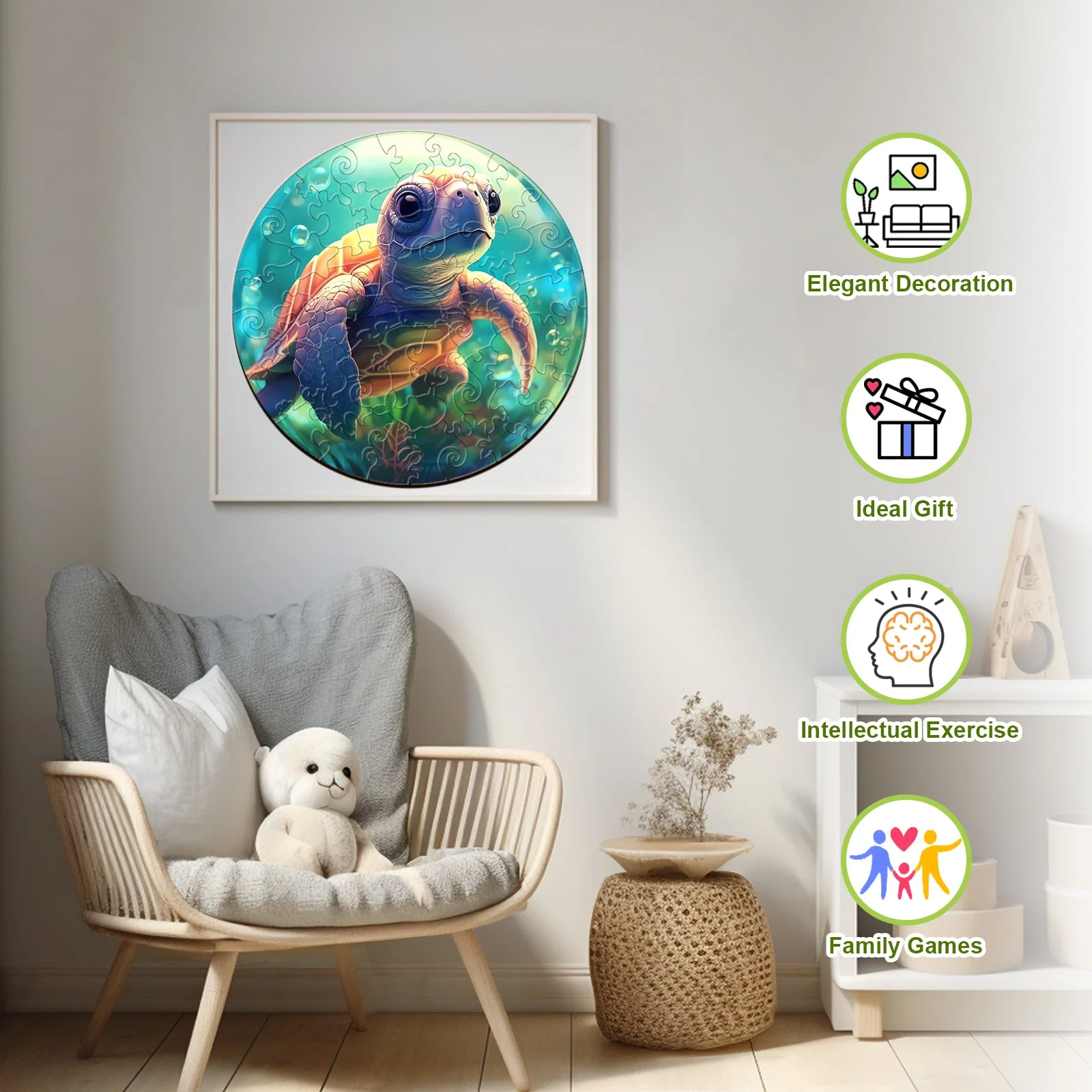 Kids Early Learning Wooden Turtle Puzzle - Image 4