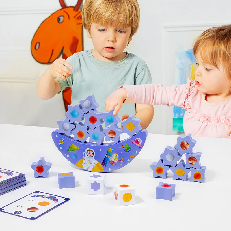 Children's Wooden Star Balance Building Blocks Early Learning Toys - Image 2