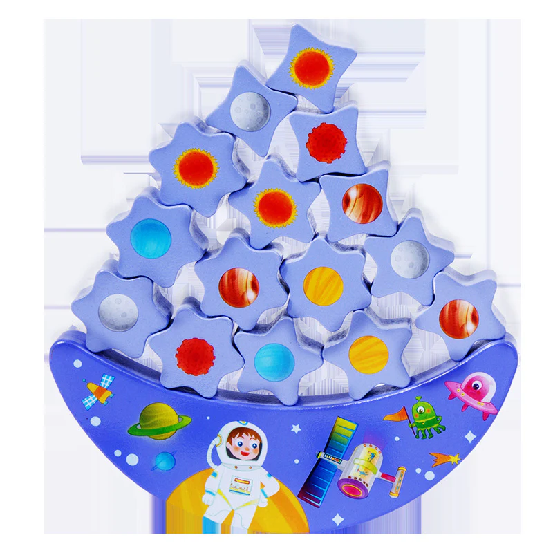 Children's Wooden Star Balance Building Blocks Early Learning Toys - Image 5