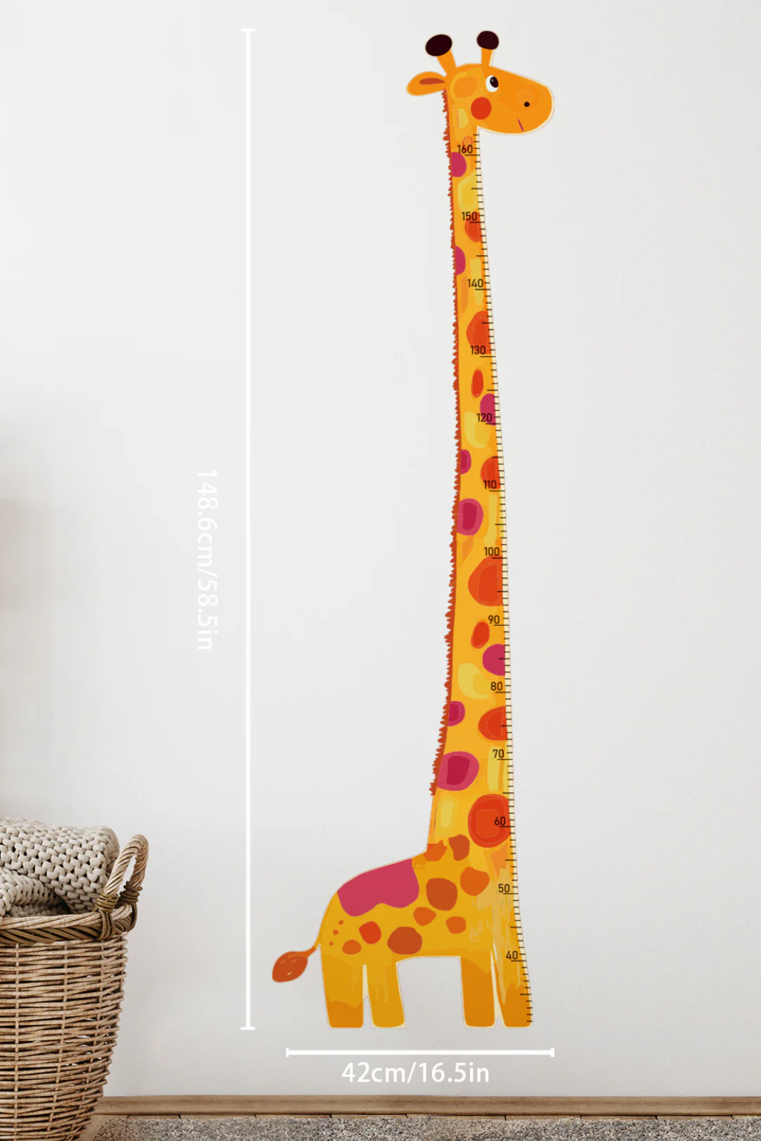Colorful Giraffe Growth Chart Wall Decal - Image 3