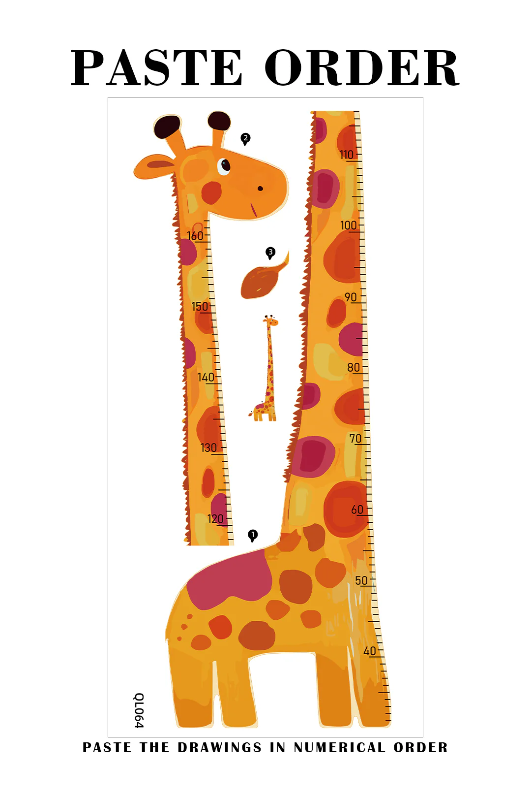 Colorful Giraffe Growth Chart Wall Decal - Image 7
