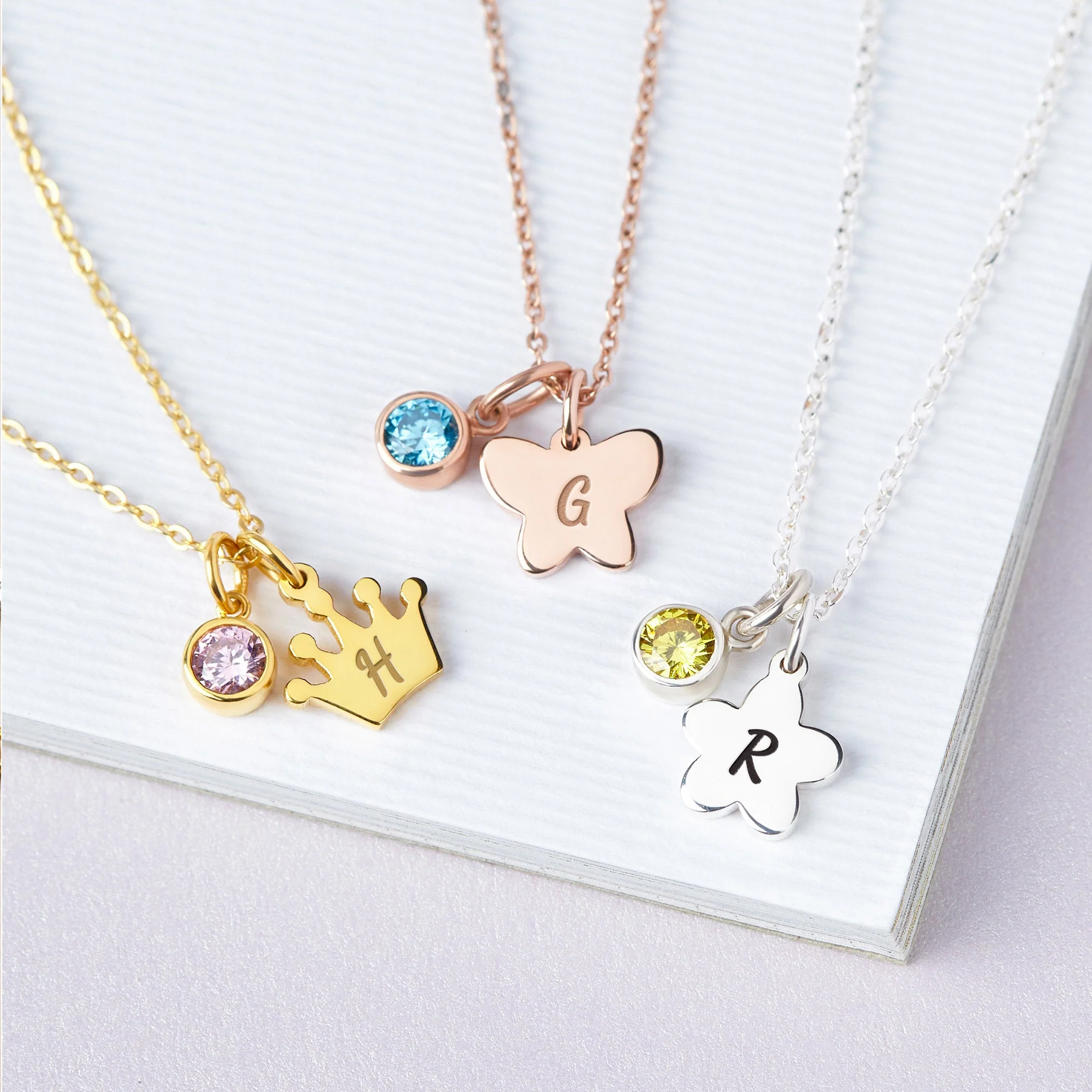 Custom Initial and Birthstone Children's Necklace - Image 3