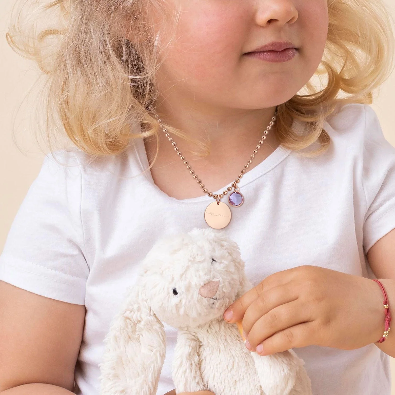 Custom Kids Name and Birthstone Charm Necklace - Image 5