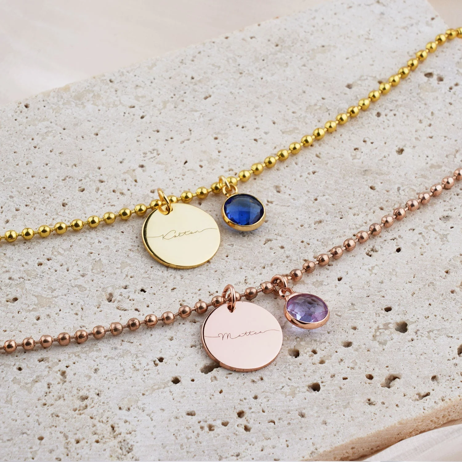 Custom Kids Name and Birthstone Charm Necklace - Image 6