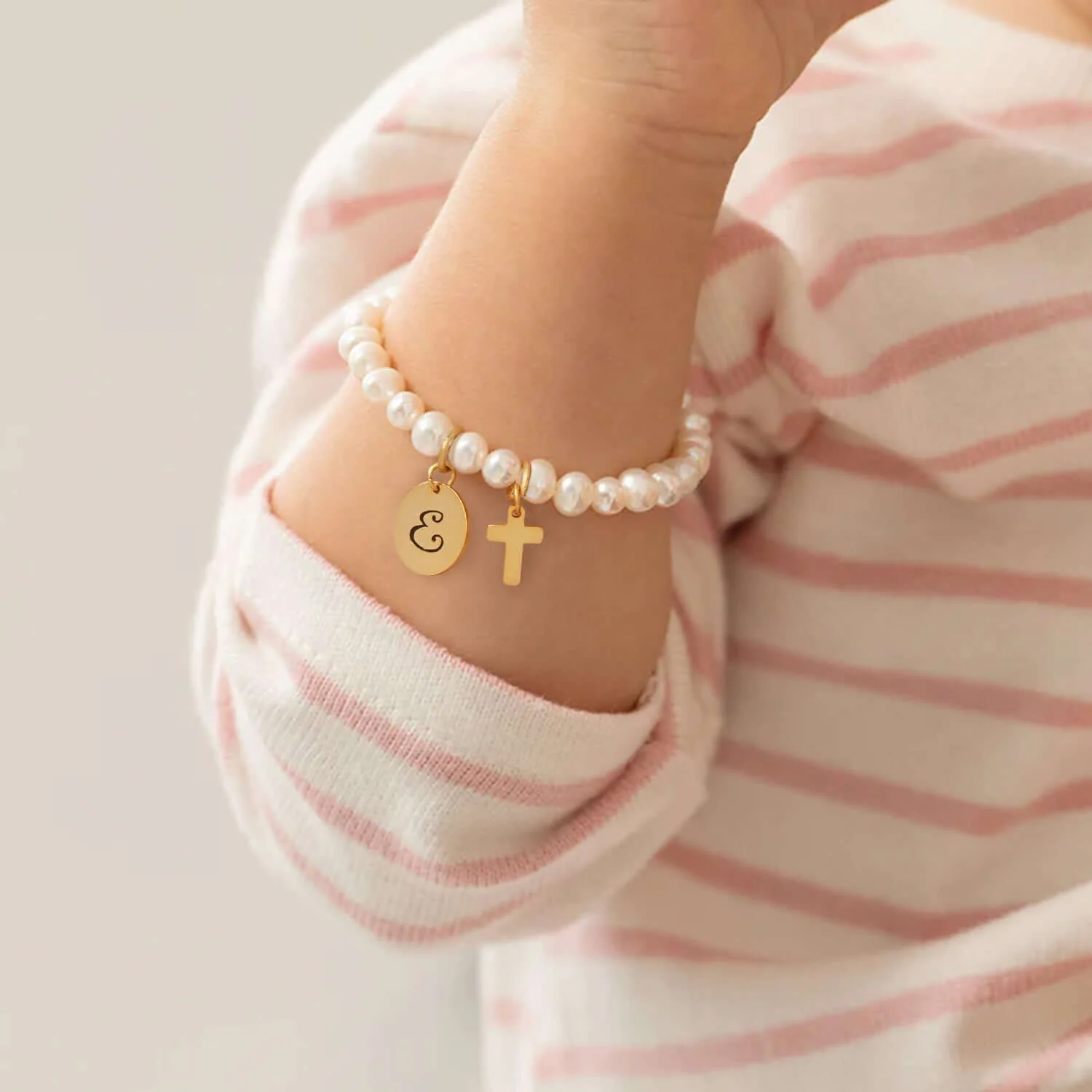 Personalized Children's Pearl Bracelet with Initial Charm - Image 3