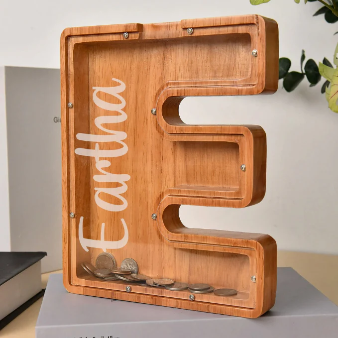 Custom Wooden Letter Piggy Bank For Boys or Girls - Image 3
