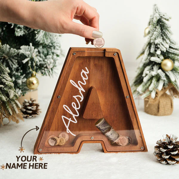 Custom Wooden Letter Piggy Bank For Boys or Girls - Image 7