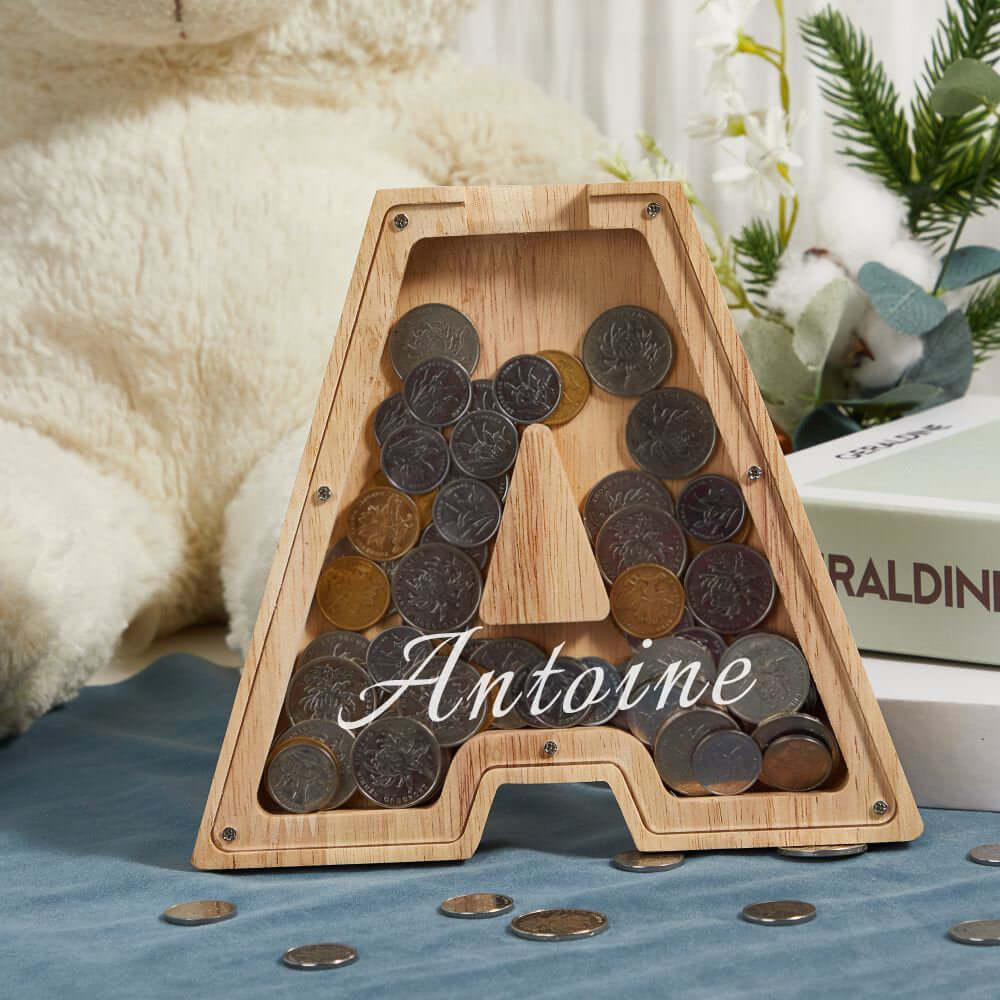 Custom Wooden Letter Piggy Bank For Kids - Image 3