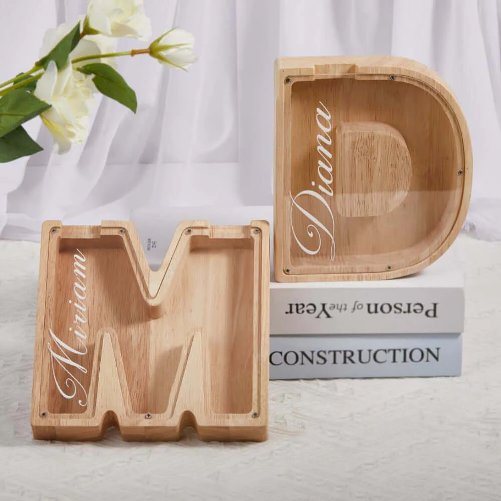Custom Wooden Letter Piggy Bank For Kids - Image 4