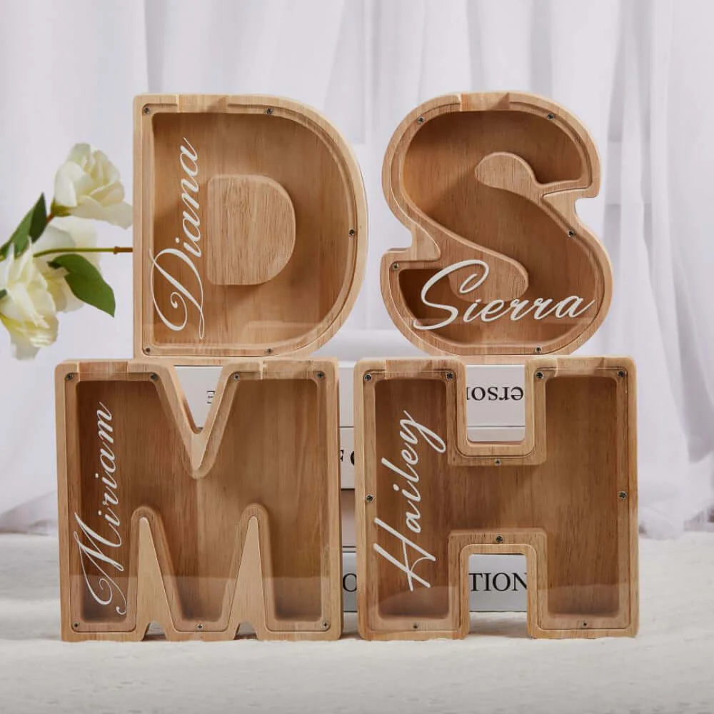 Custom Wooden Letter Piggy Bank For Kids - Image 5