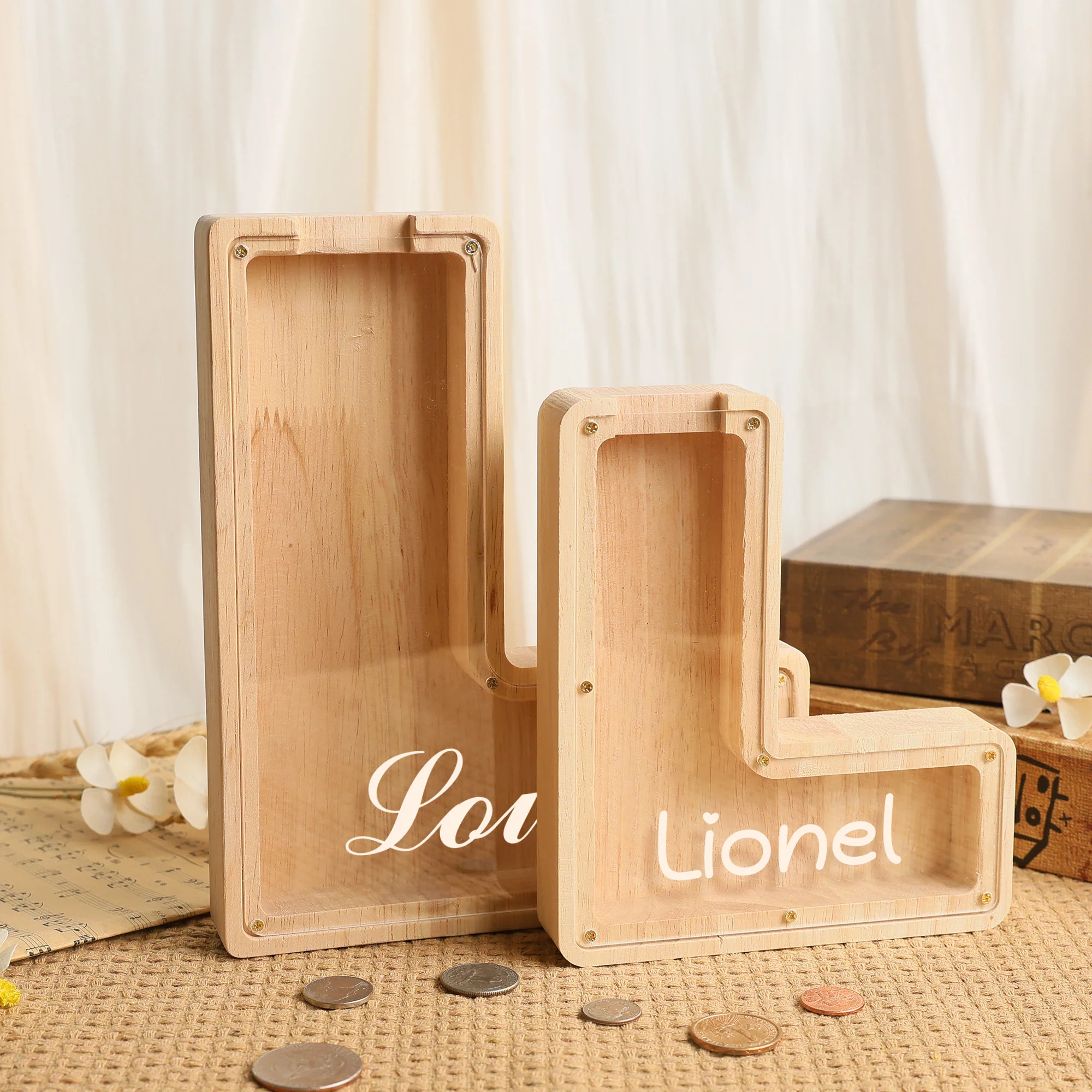 Custom Wooden Letter Coin Piggy Bank For Kids - Image 3