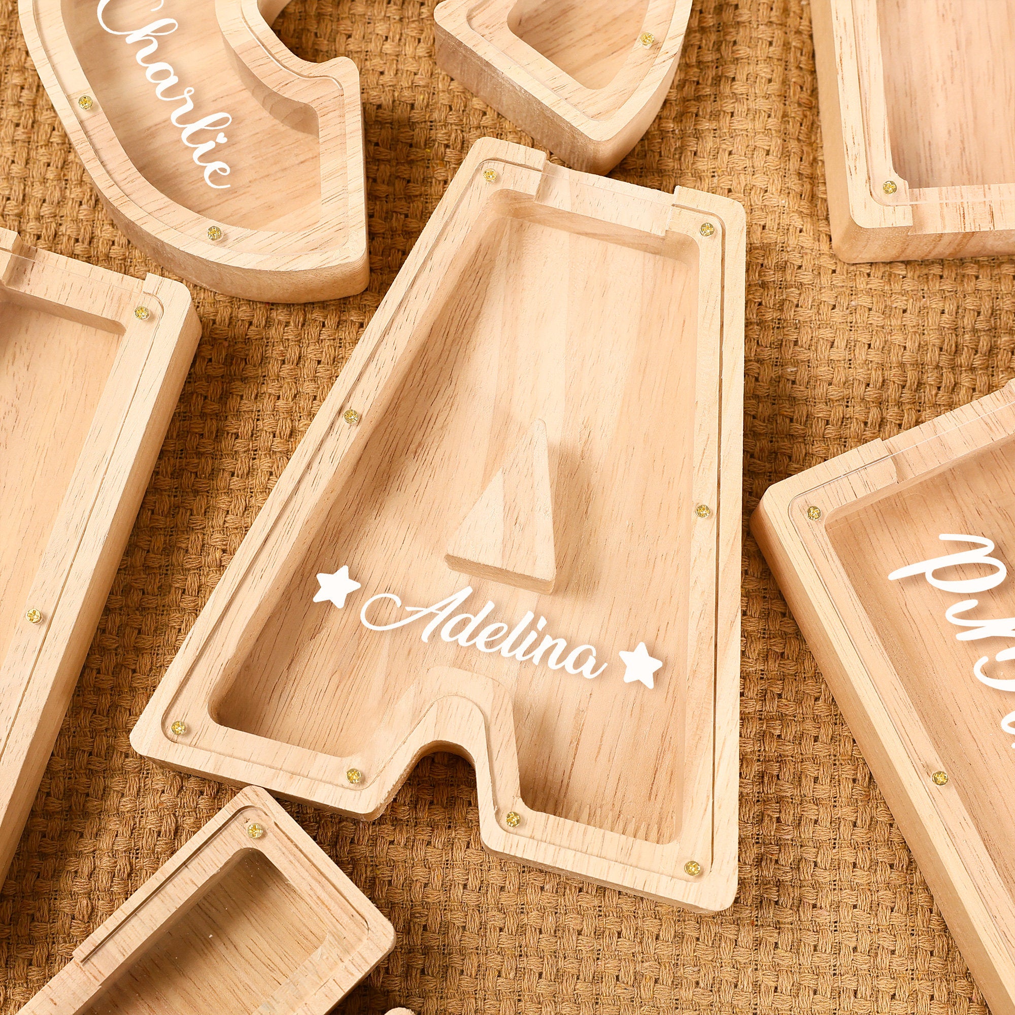 Custom Wooden Letter Coin Piggy Bank For Kids - Image 6