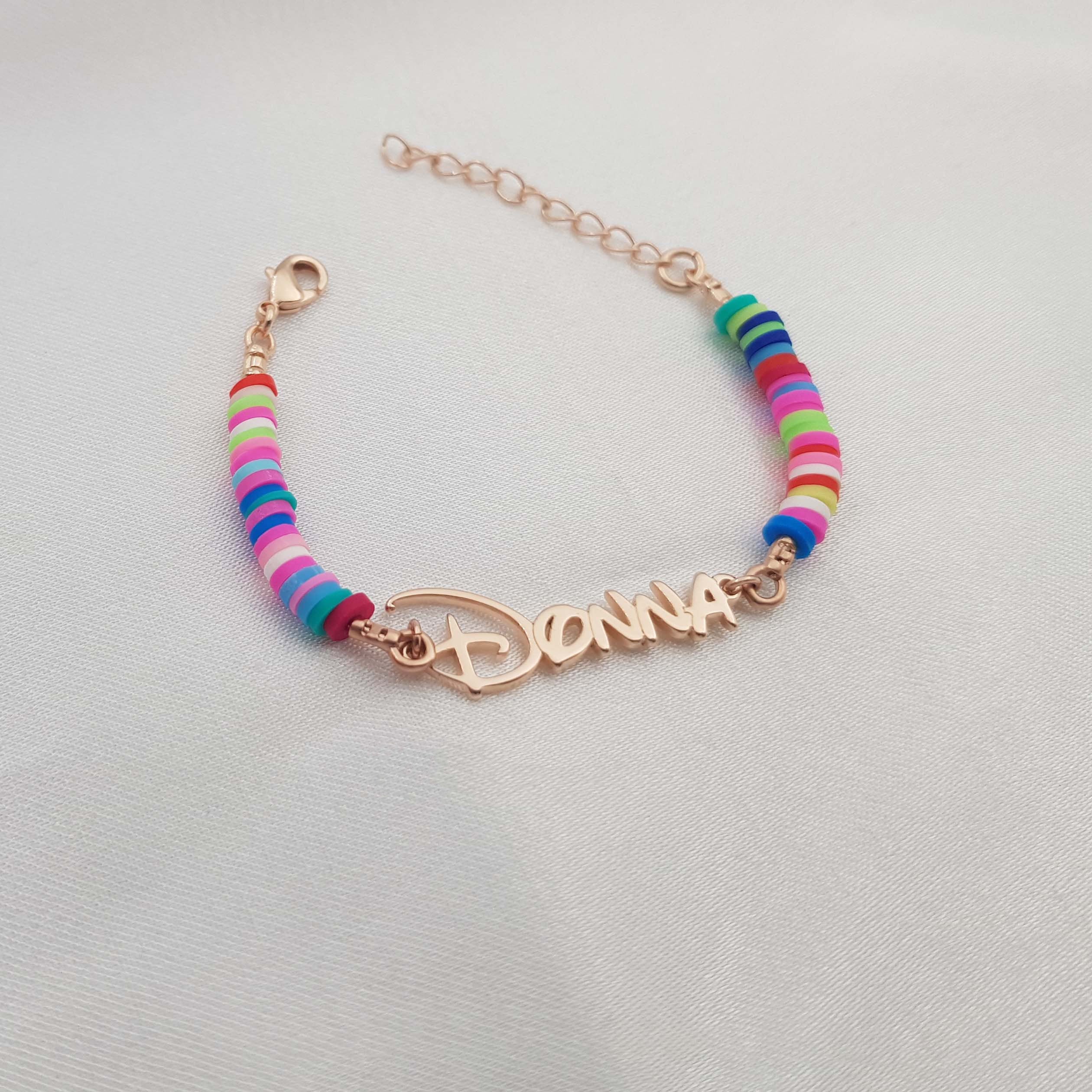 Customized Kids Name Colored Clay Bracelet - Image 4