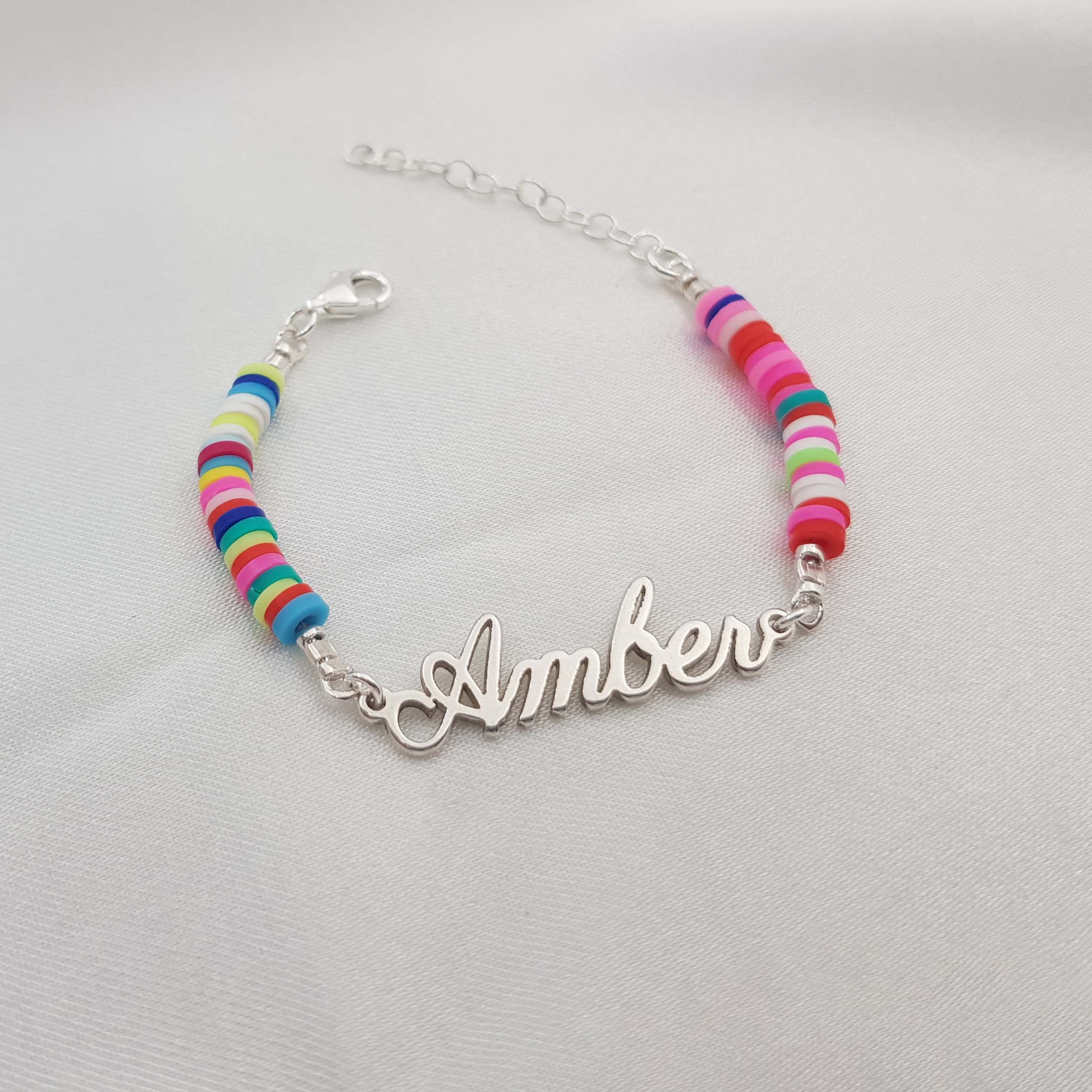 Customized Kids Name Colored Clay Bracelet - Image 5