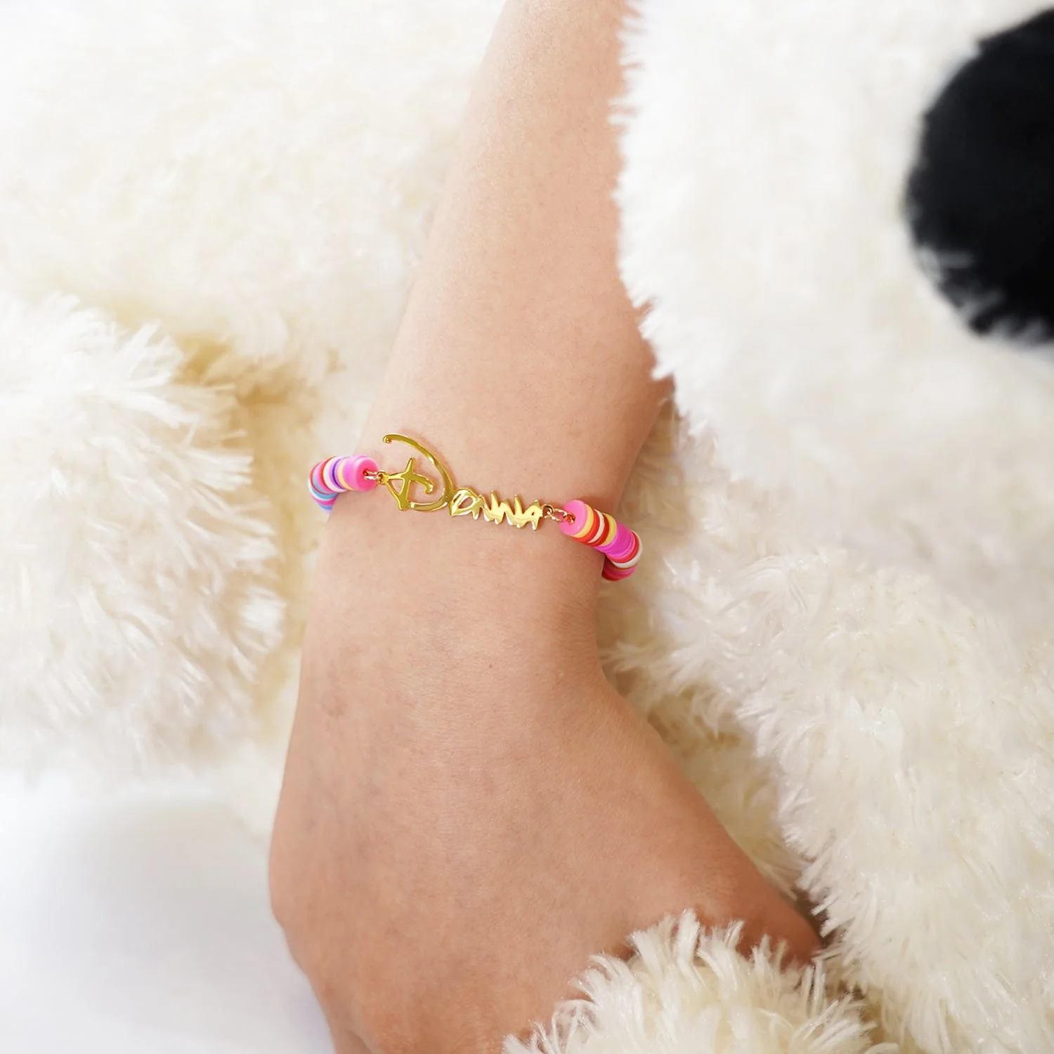 Customized Kids Name Colored Clay Bracelet - Image 6