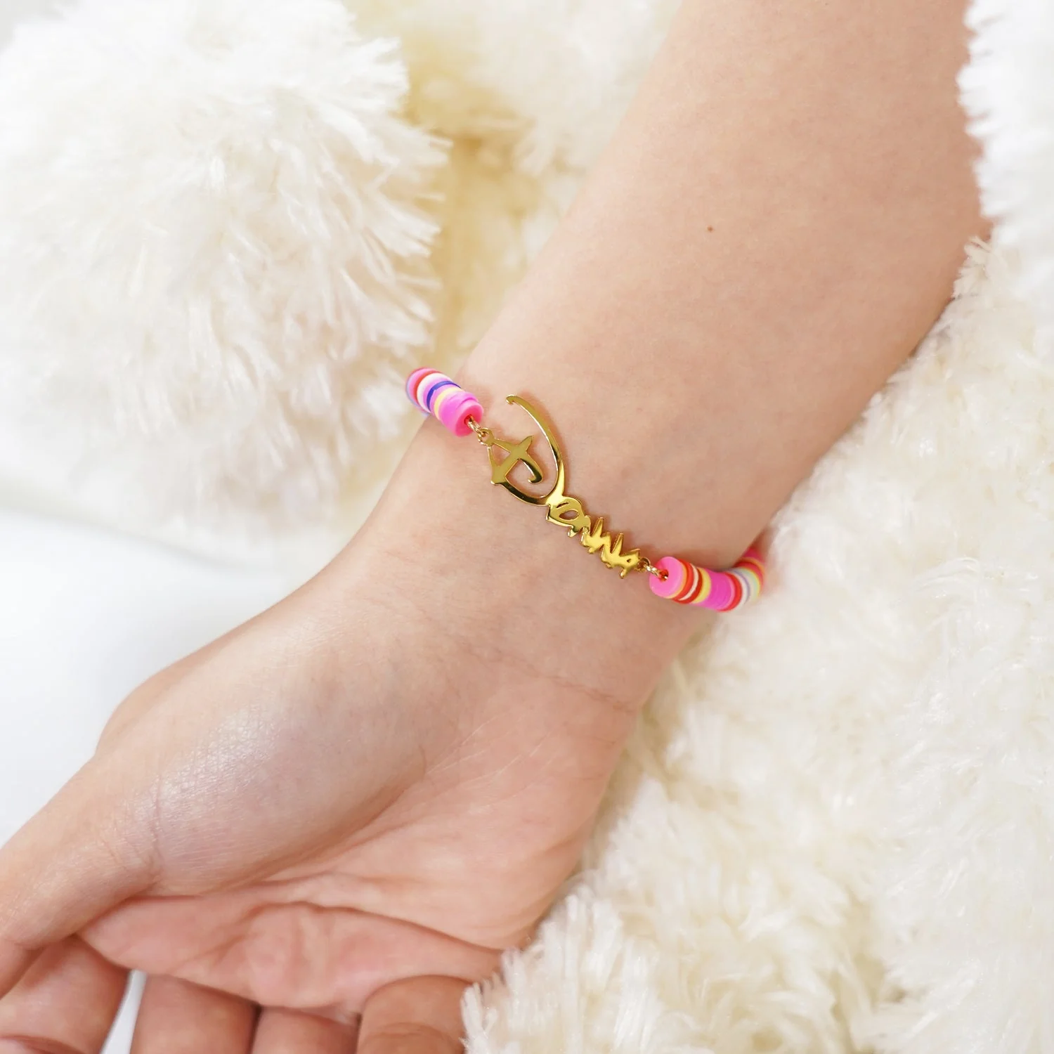 Customized Kids Name Colored Clay Bracelet - Image 7