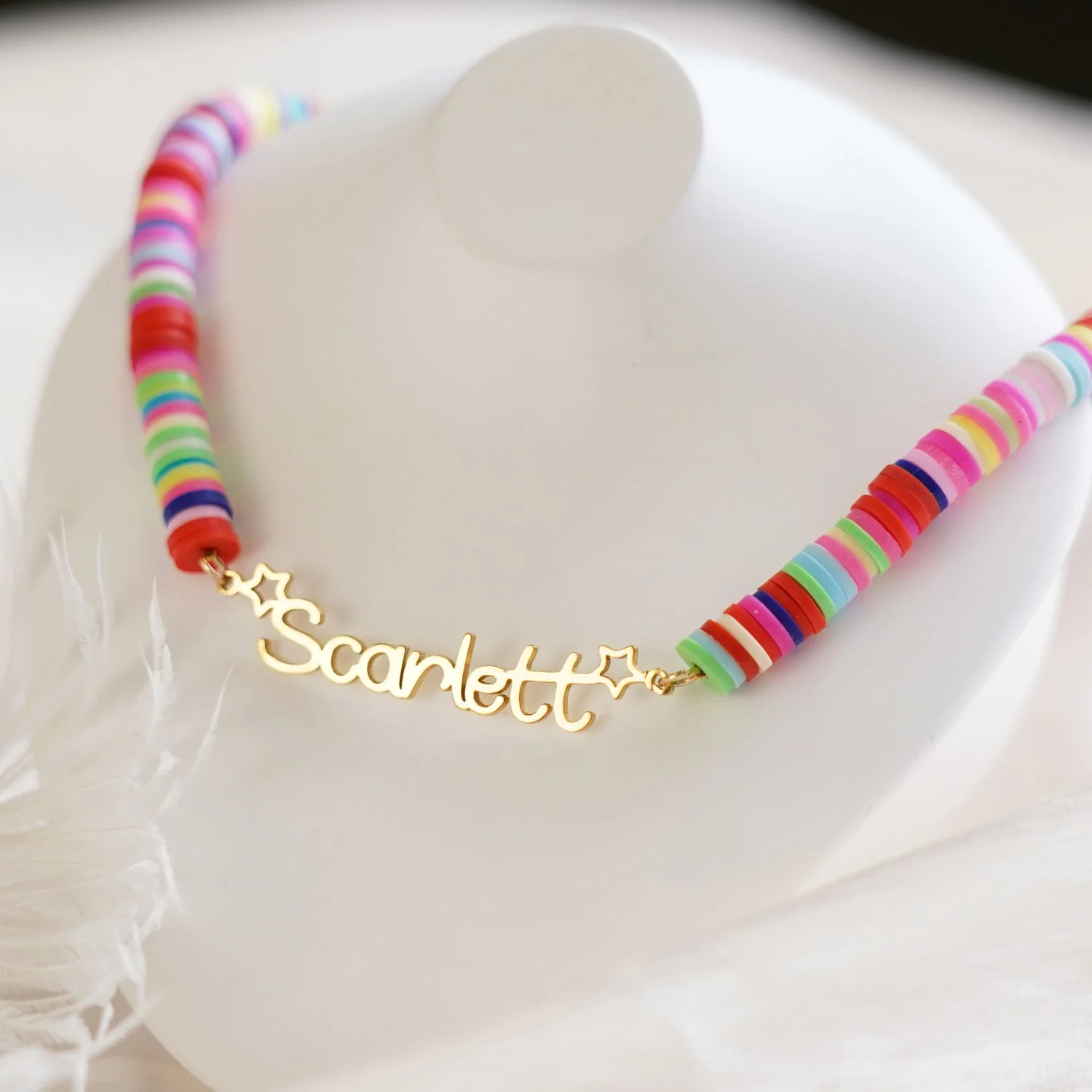 Customized Name Kid's Colored Clay Necklace - Image 2