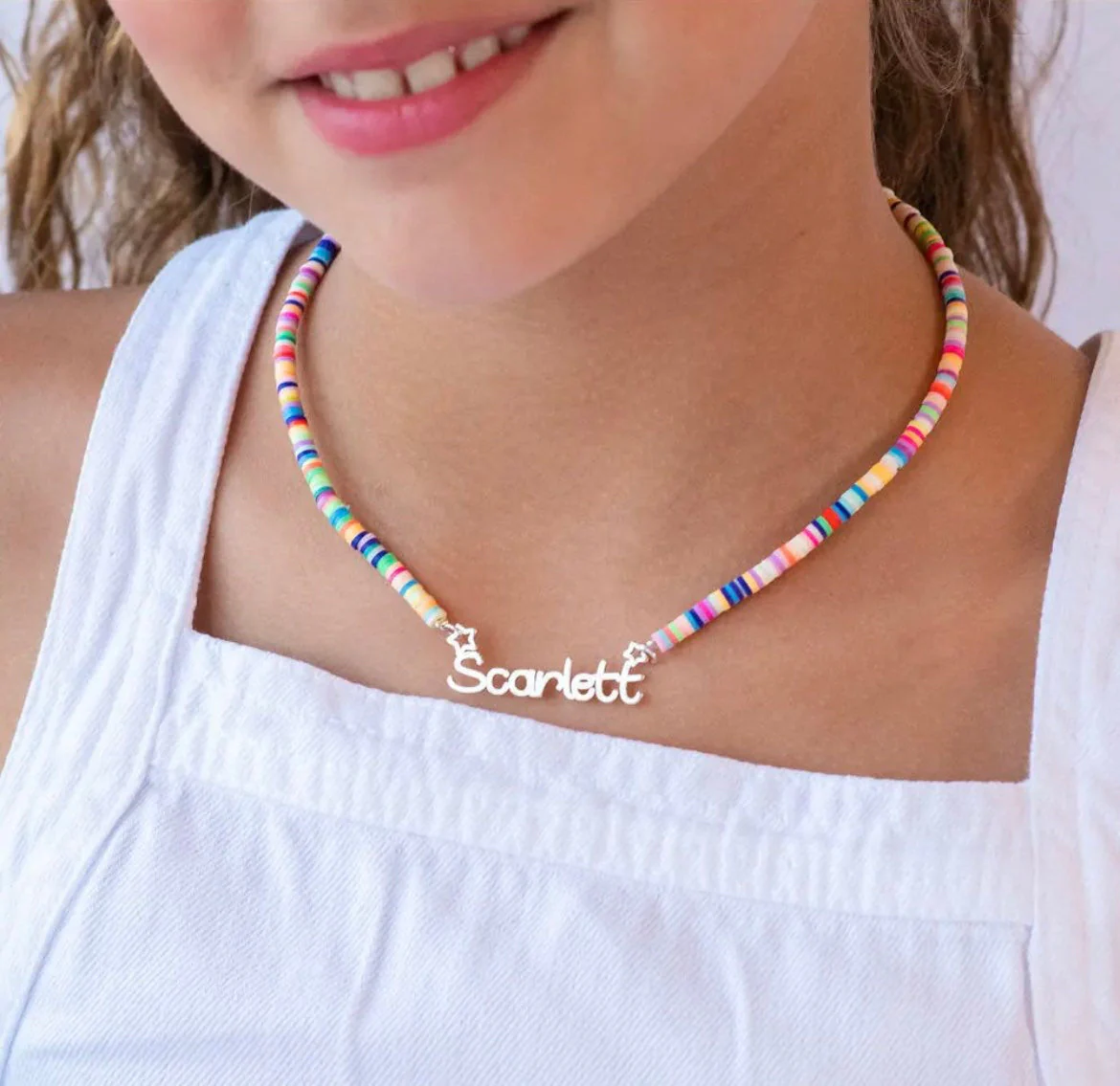 Customized Name Kid's Colored Clay Necklace - Image 4