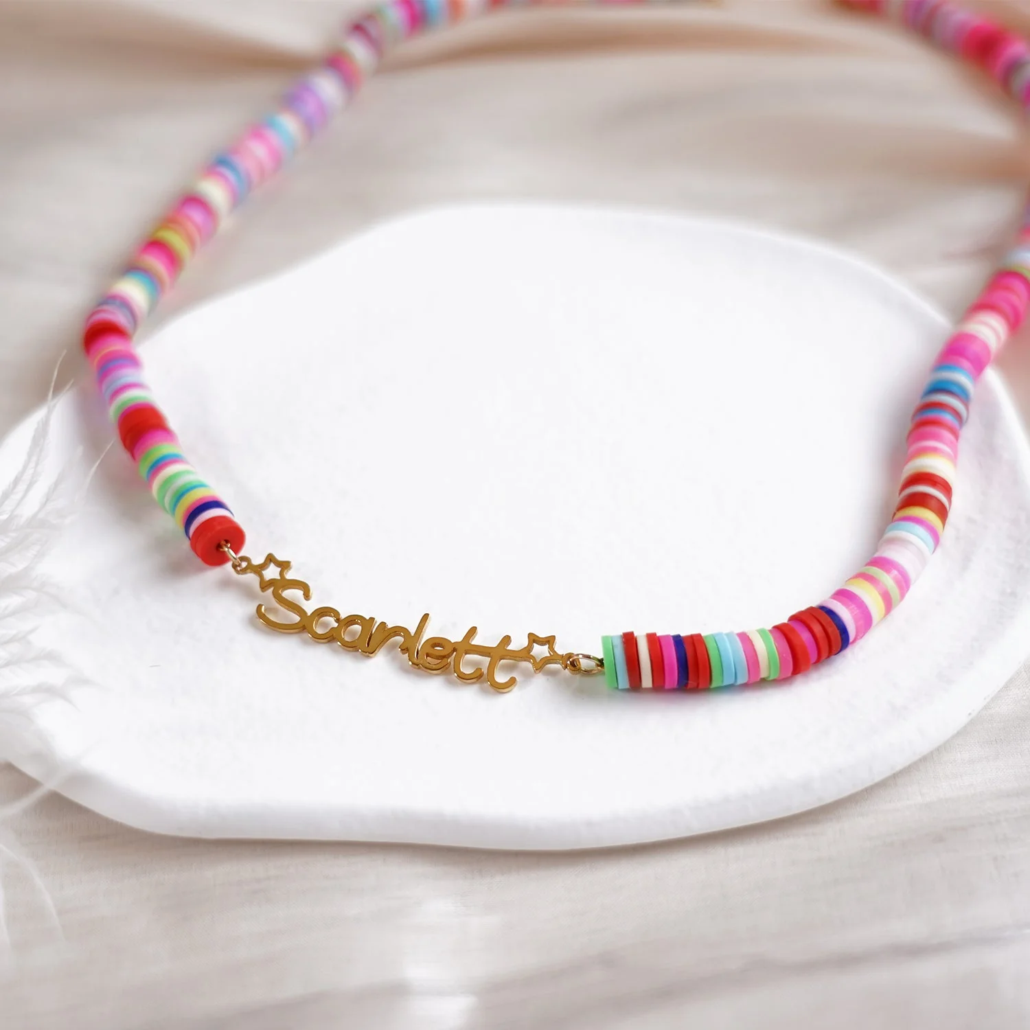 Customized Name Kid's Colored Clay Necklace - Image 8