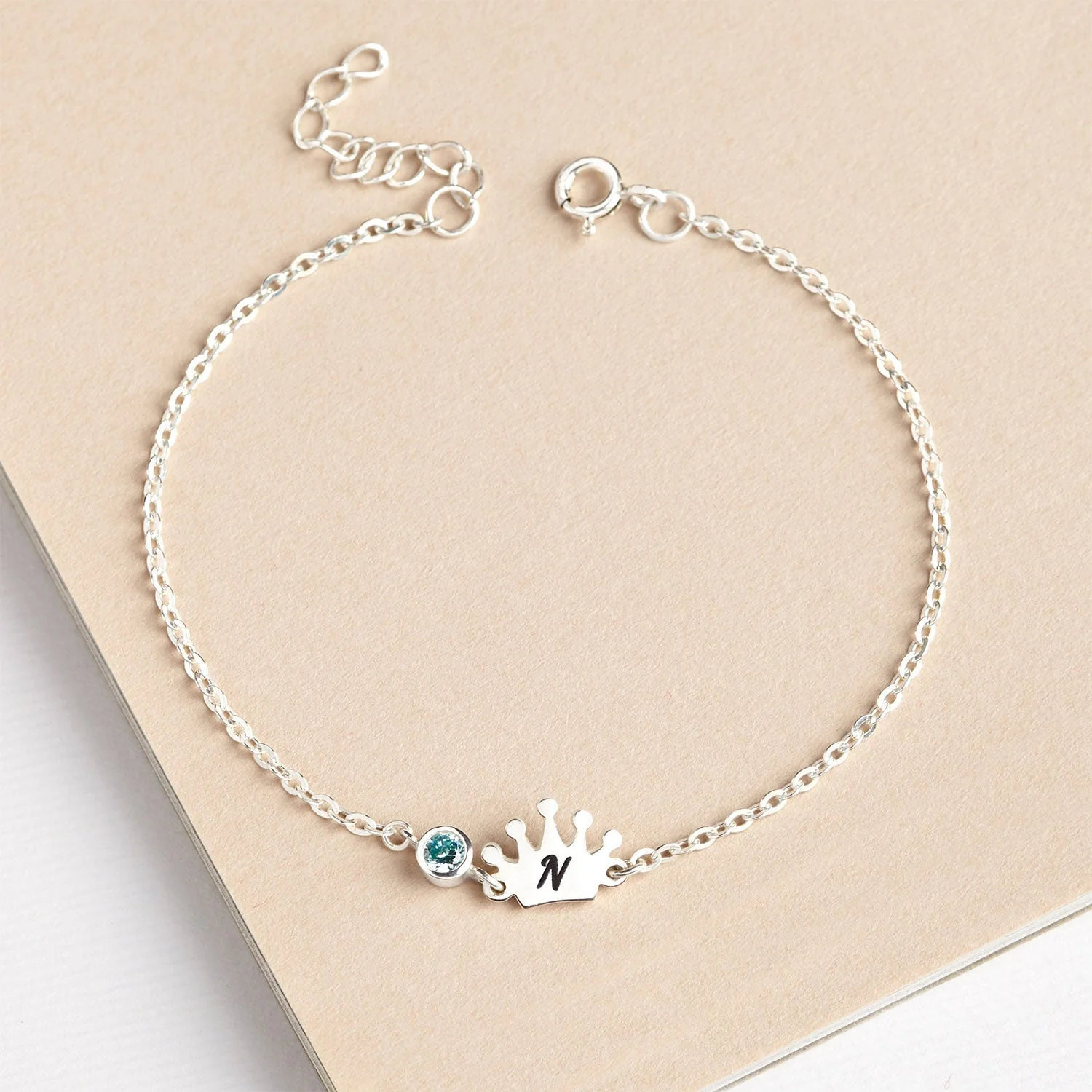 Cute Element Personalized Kids Letter and Birthstone Bracelet - Image 3