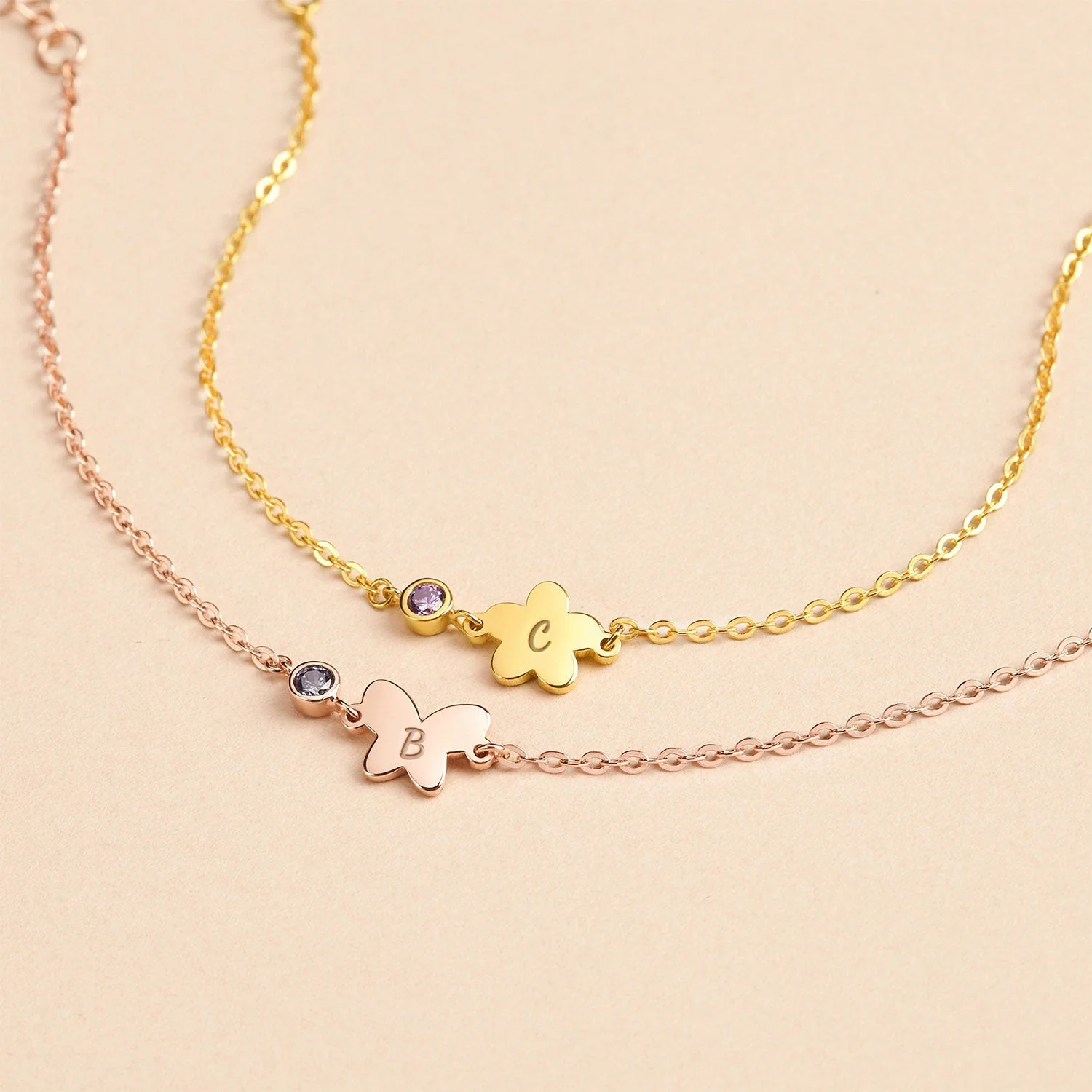 Cute Element Personalized Kids Letter and Birthstone Bracelet - Image 4
