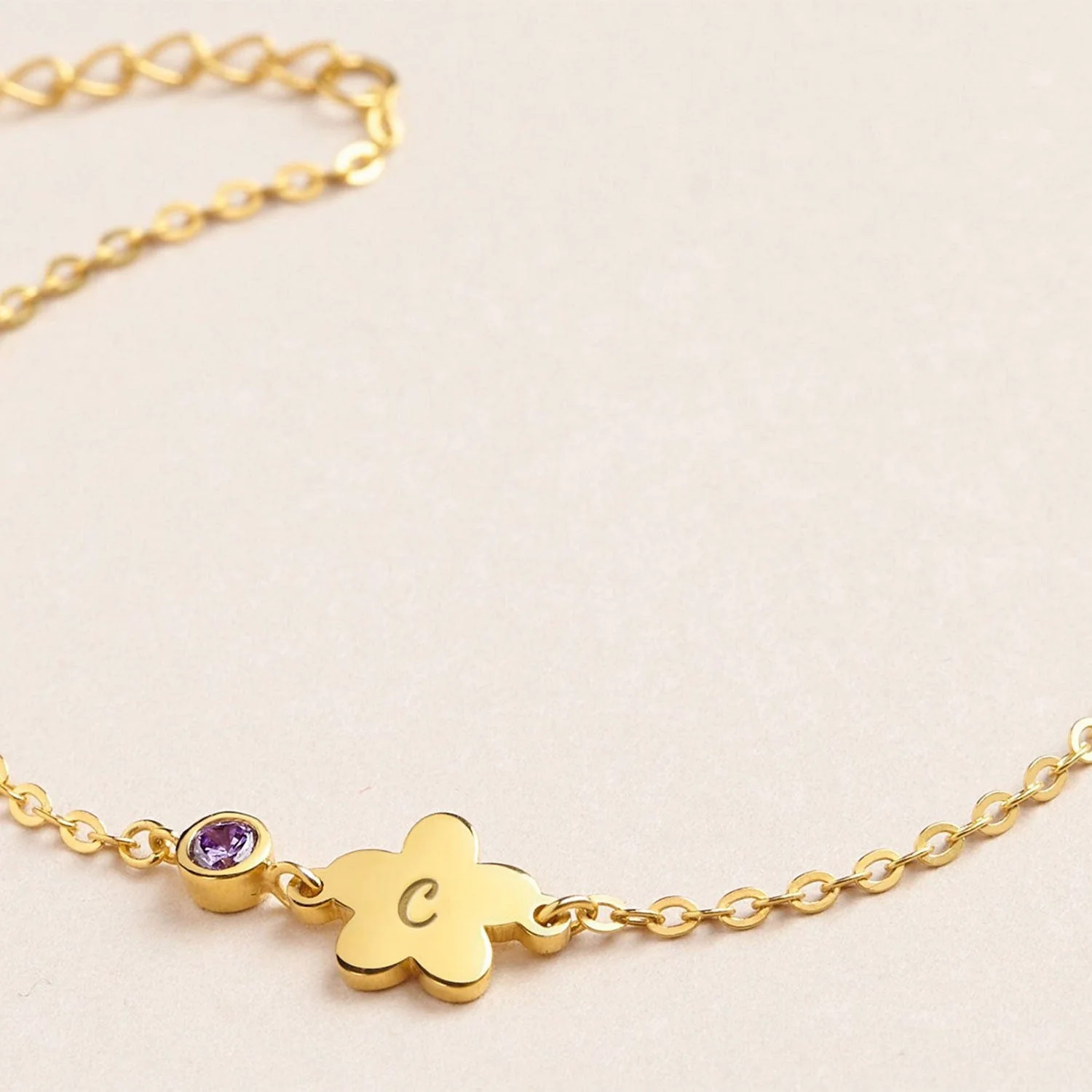 Cute Element Personalized Kids Letter and Birthstone Bracelet - Image 5