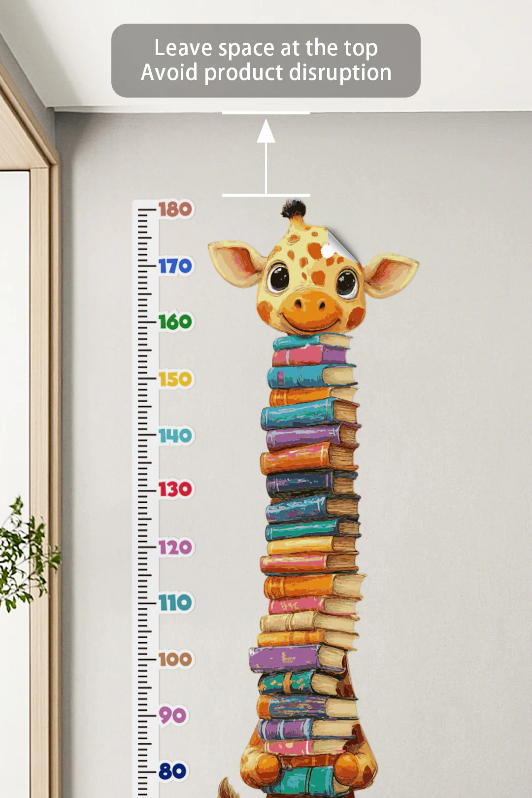 Cute Giraffe Holding Books Growth Chart Wall Decal - Image 5