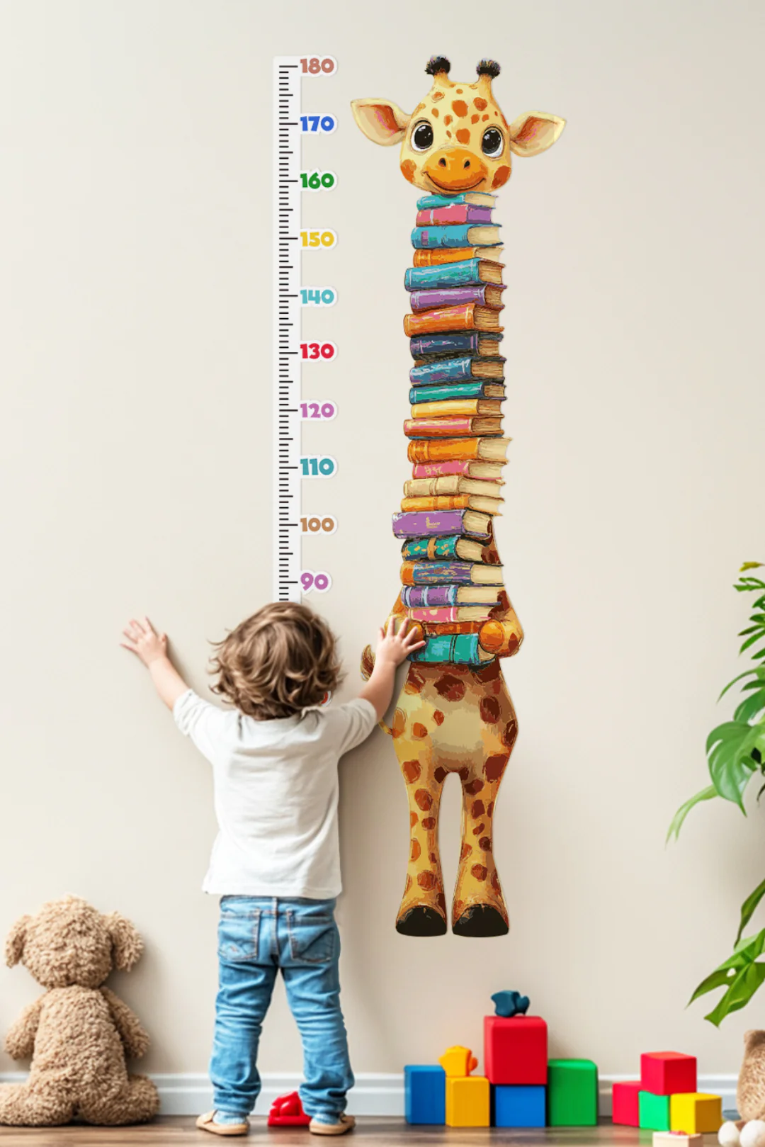 Cute Giraffe Holding Books Growth Chart Wall Decal - Image 8