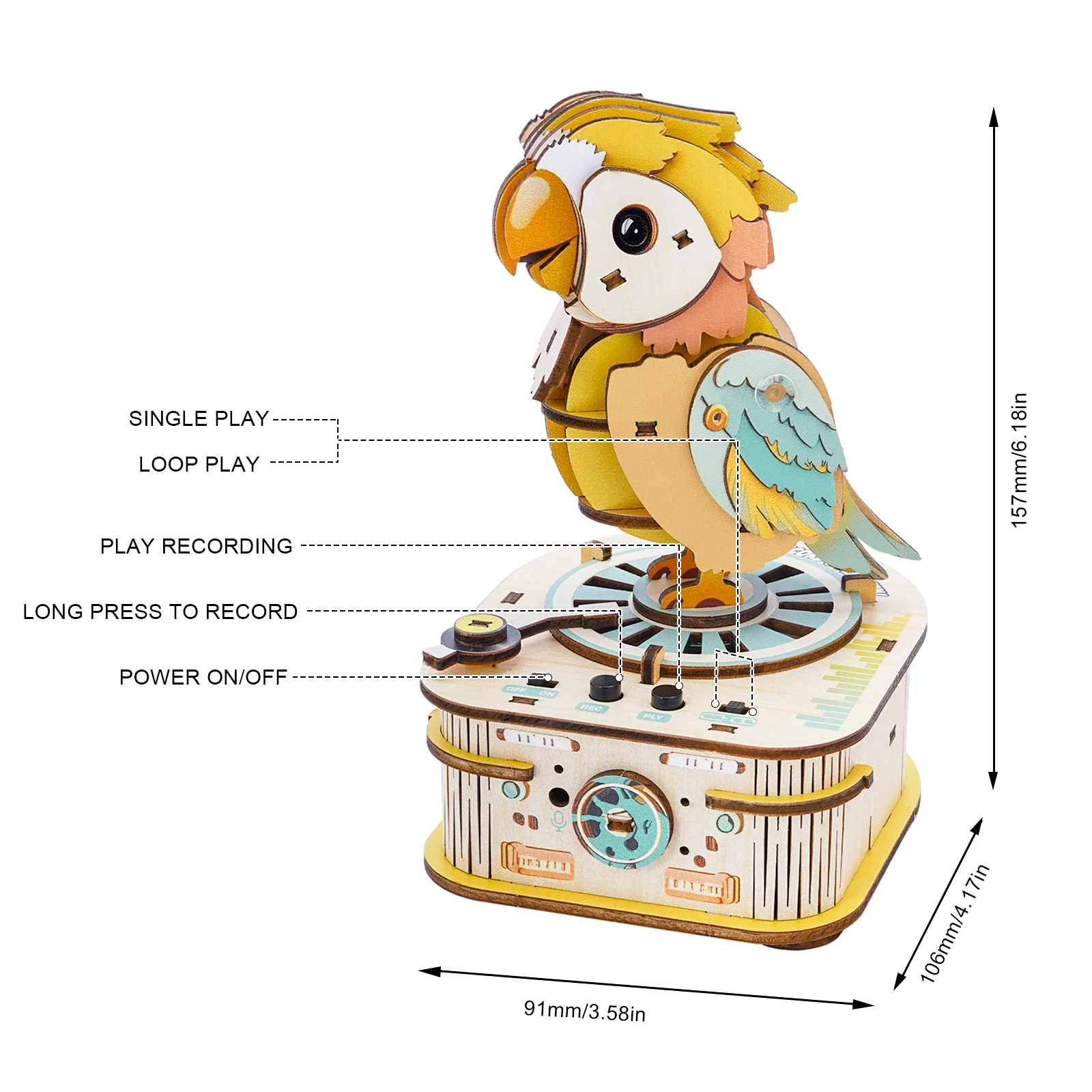 Echo Parrot – 3D DIY Wooden Puzzle Recorder - Image 6