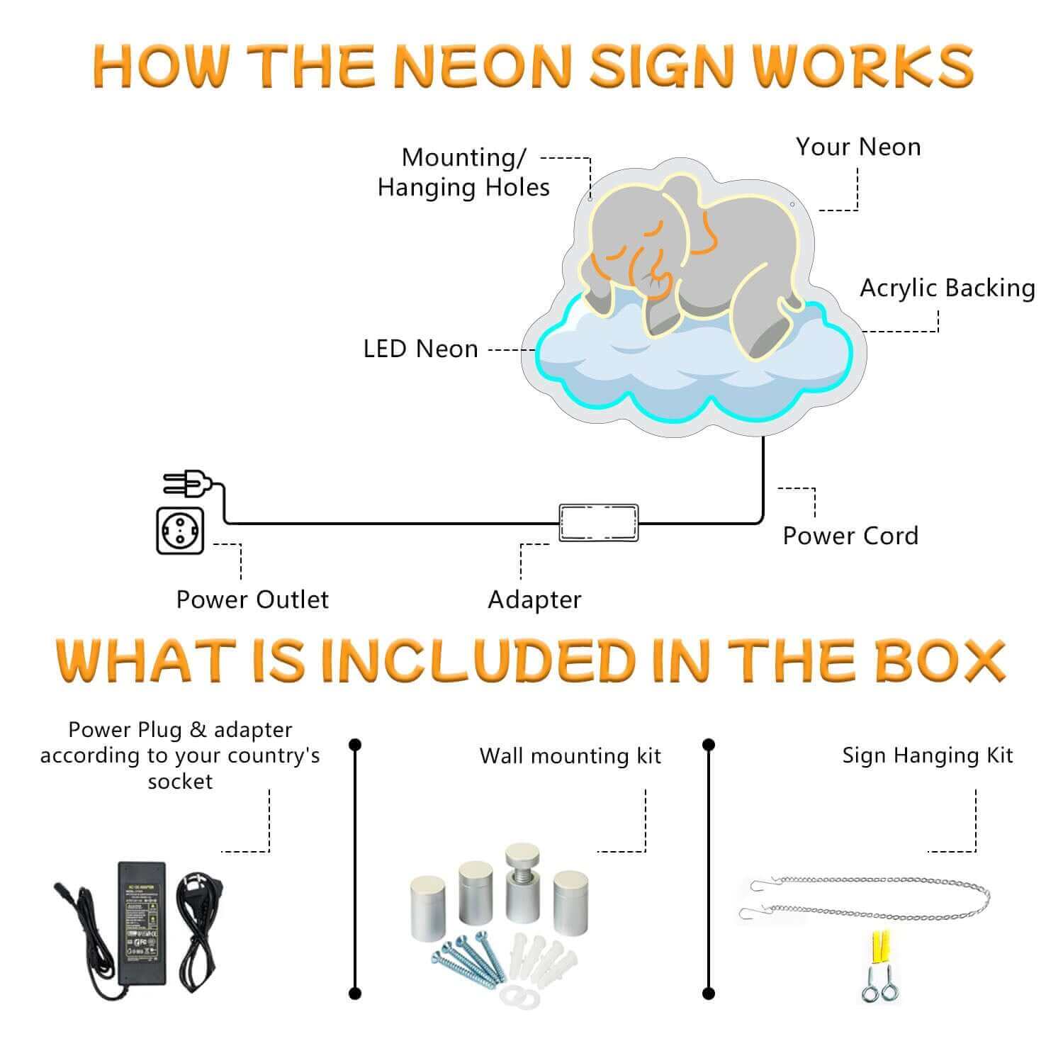 Elephant on the Cloud Neon Sign - Image 4