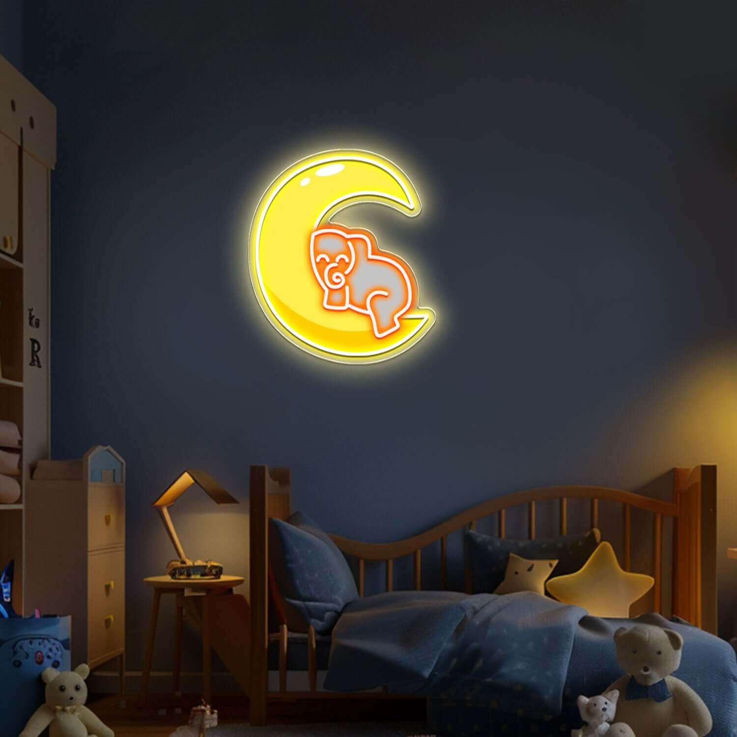 Elephant on the Moon Neon Sign