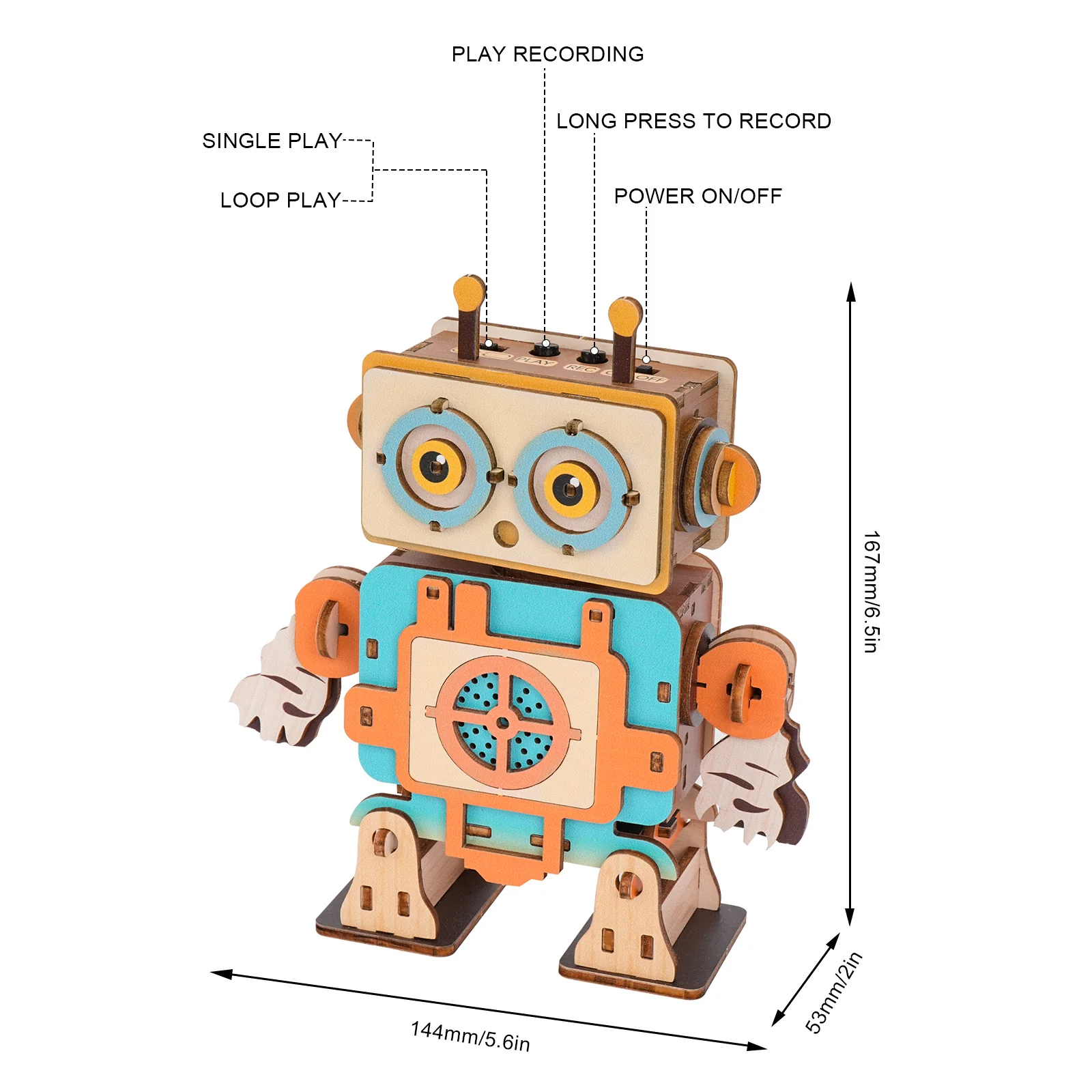 Grunt Robot – 3D DIY Wooden Puzzle Recorder - Image 6