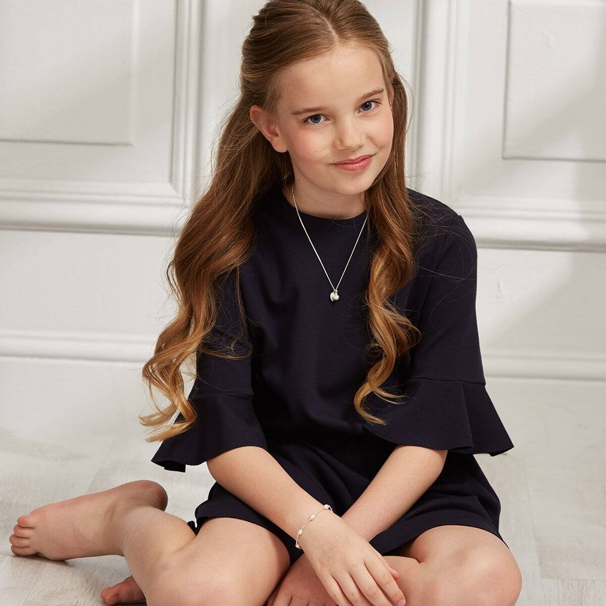 Heart and Pearl Childrens Initial Necklace - Image 3