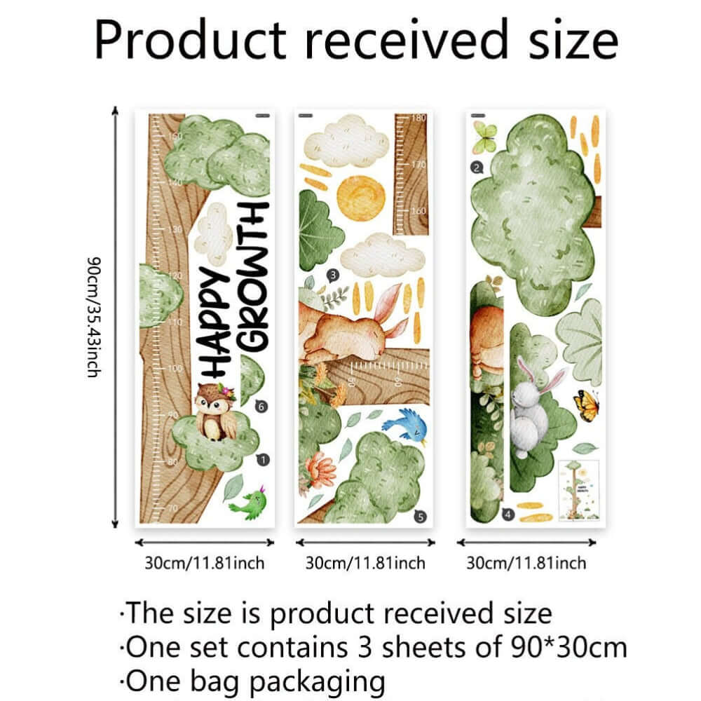Whimsical Tree Growth Chart Wall Stickers - Image 3