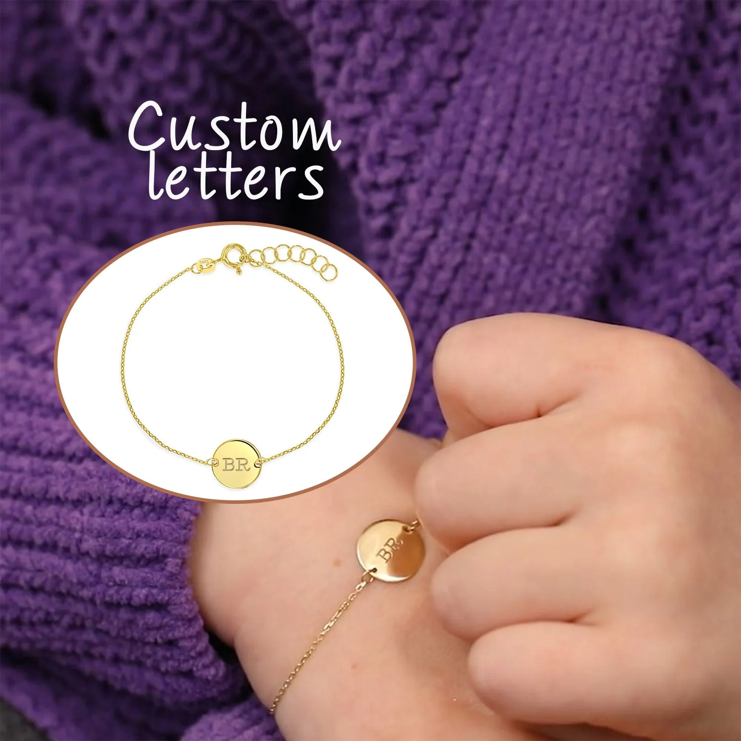 Kids Disc Engraved Letter Bracelet - Image 3