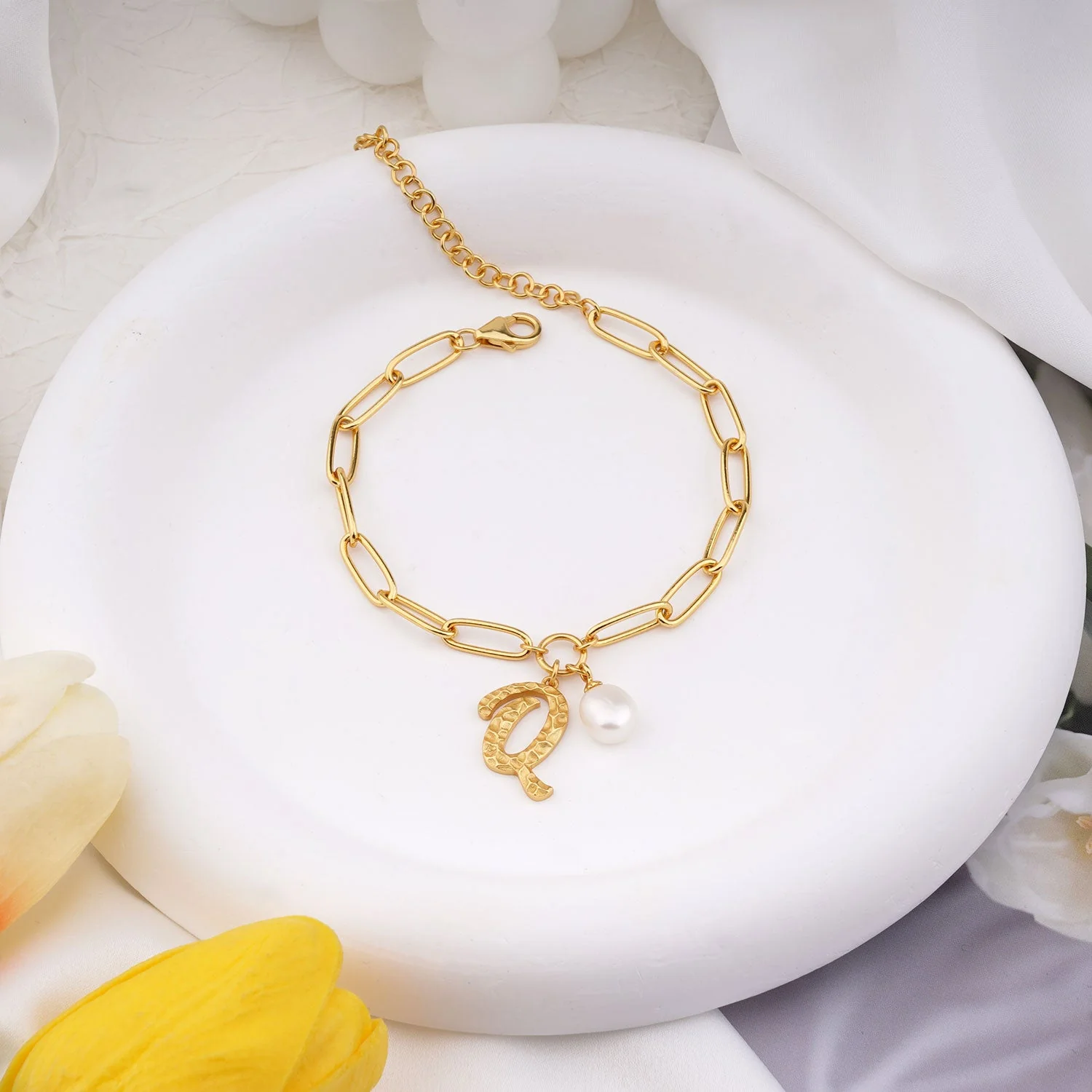 Kids Initial Pearl Charm Bracelet - Image 3