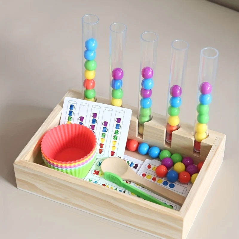 Montessori Early Education Clip Toys Test Tube Clip Colour Beads - Image 3