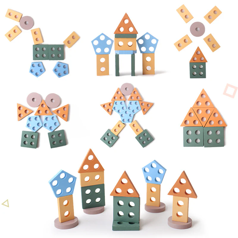 Montessori Wooden Geometric Stacker - Image 3