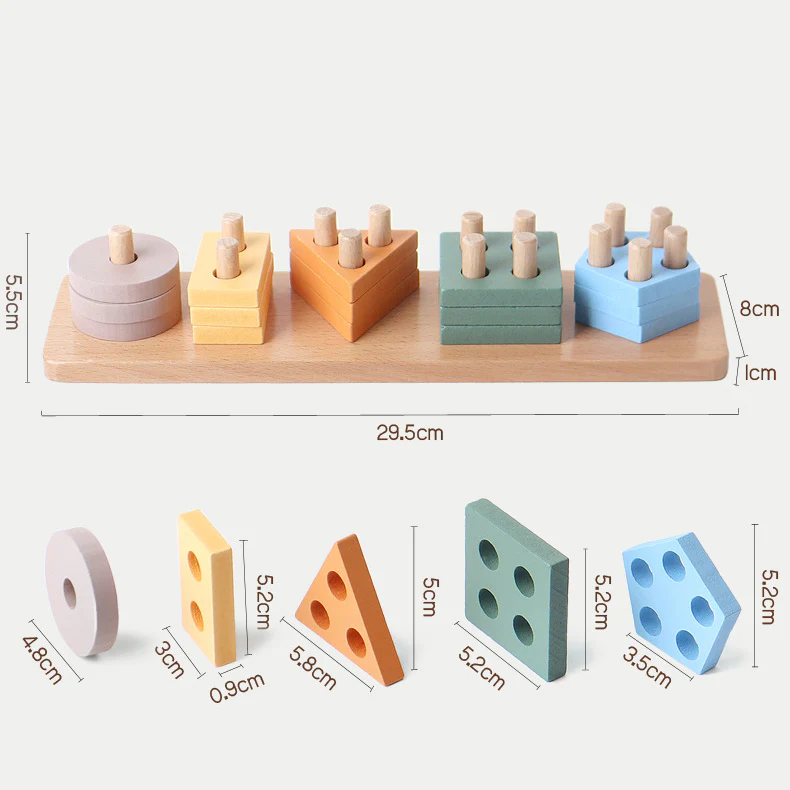 Montessori Wooden Geometric Stacker - Image 6