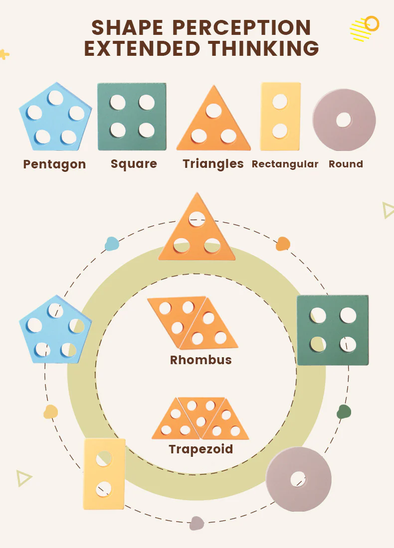 Montessori Wooden Geometric Stacker - Image 7