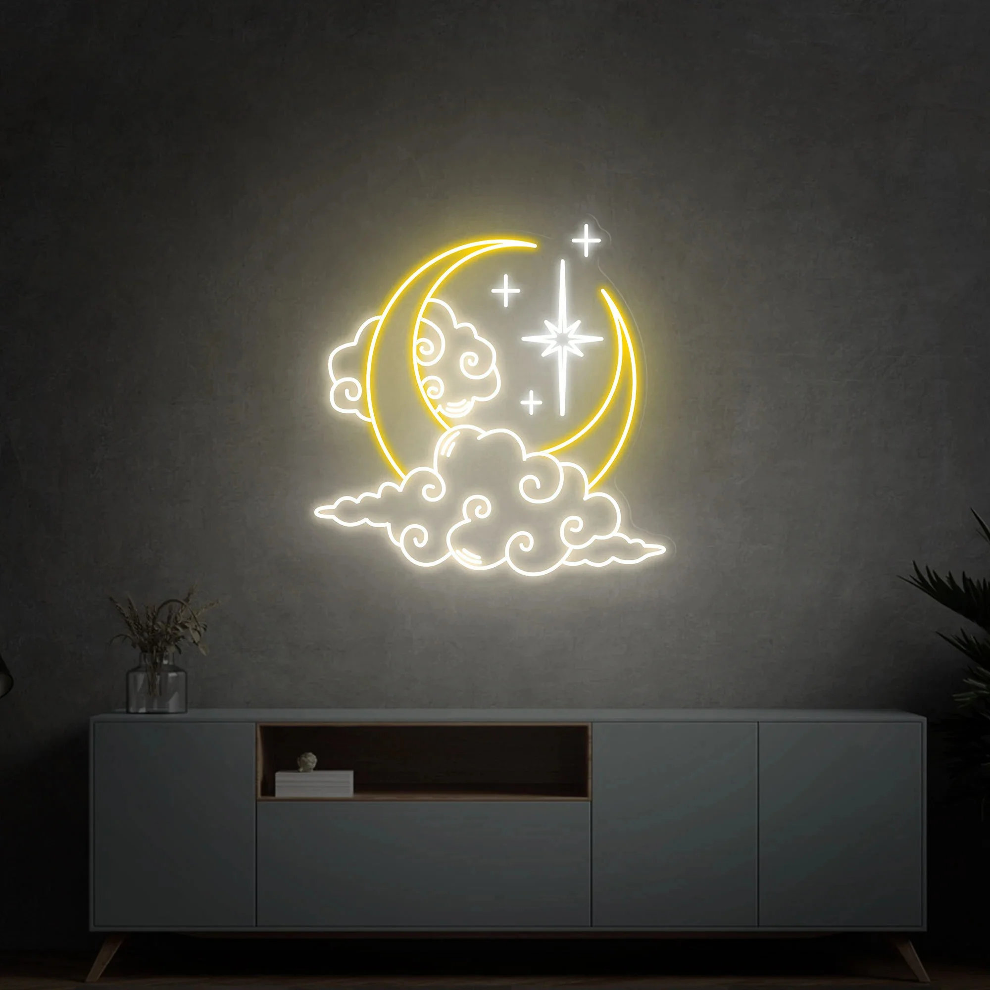 Moon and Clouds Neon Sign - Image 2