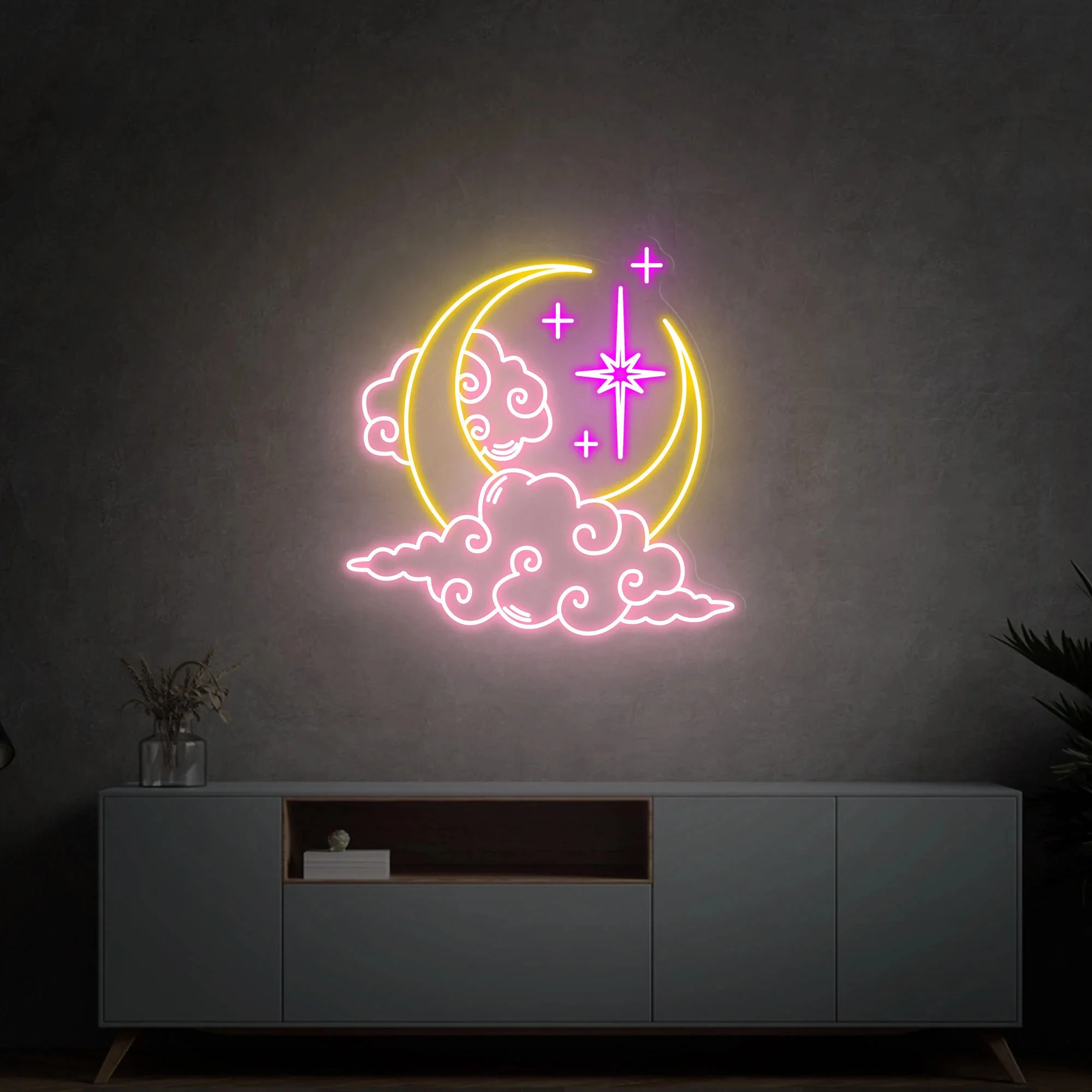 Moon and Clouds Neon Sign - Image 3