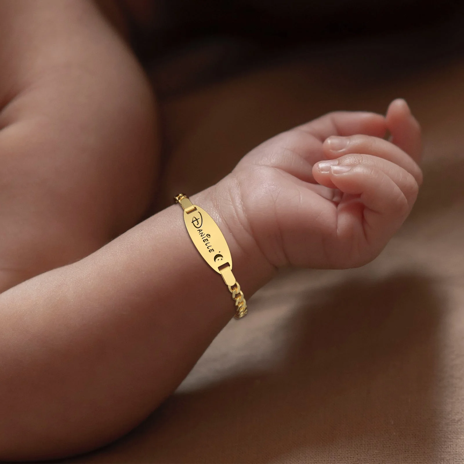 Oval Personalized Baby Name and Birthstone Bracelet - Image 4