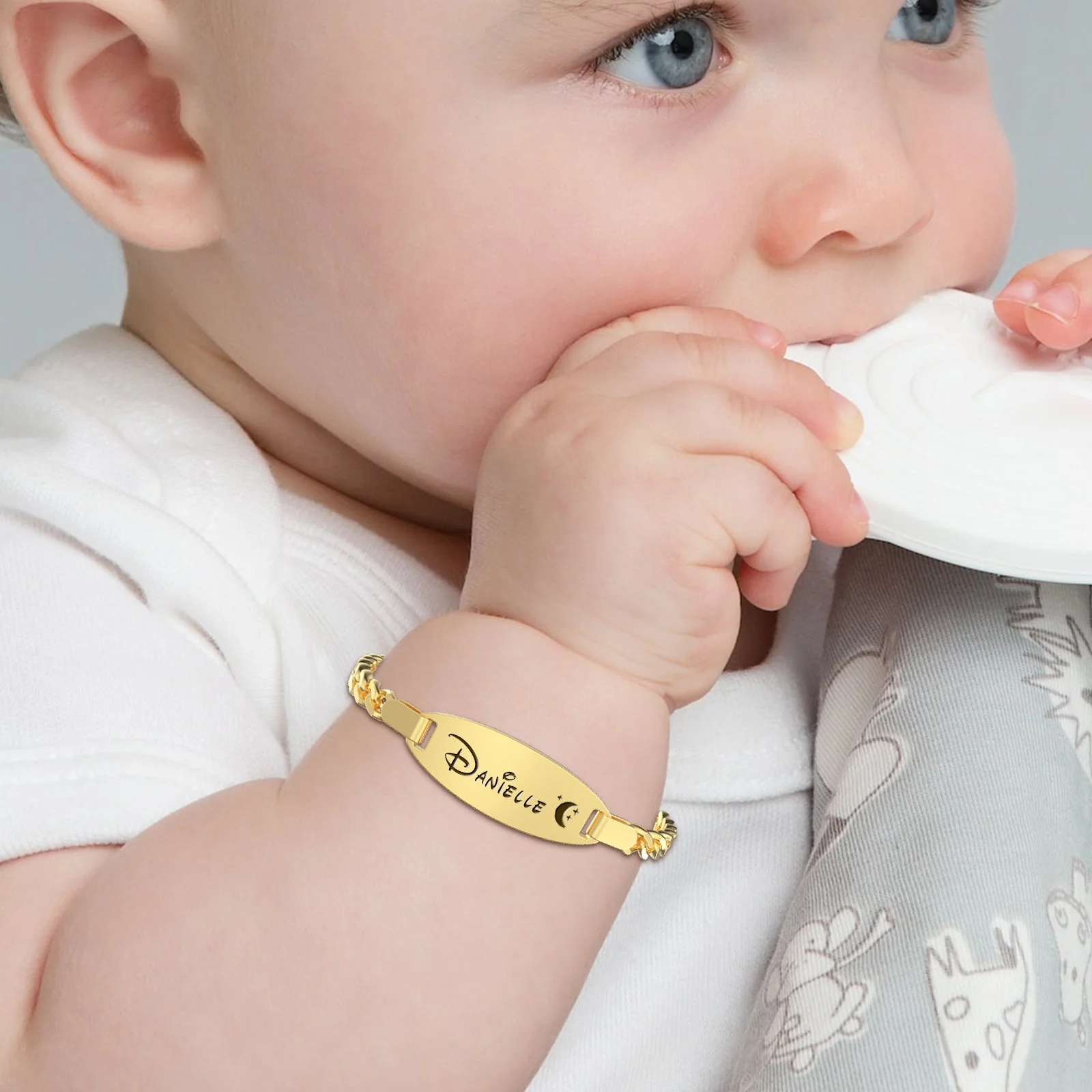 Oval Personalized Baby Name and Birthstone Bracelet - Image 5