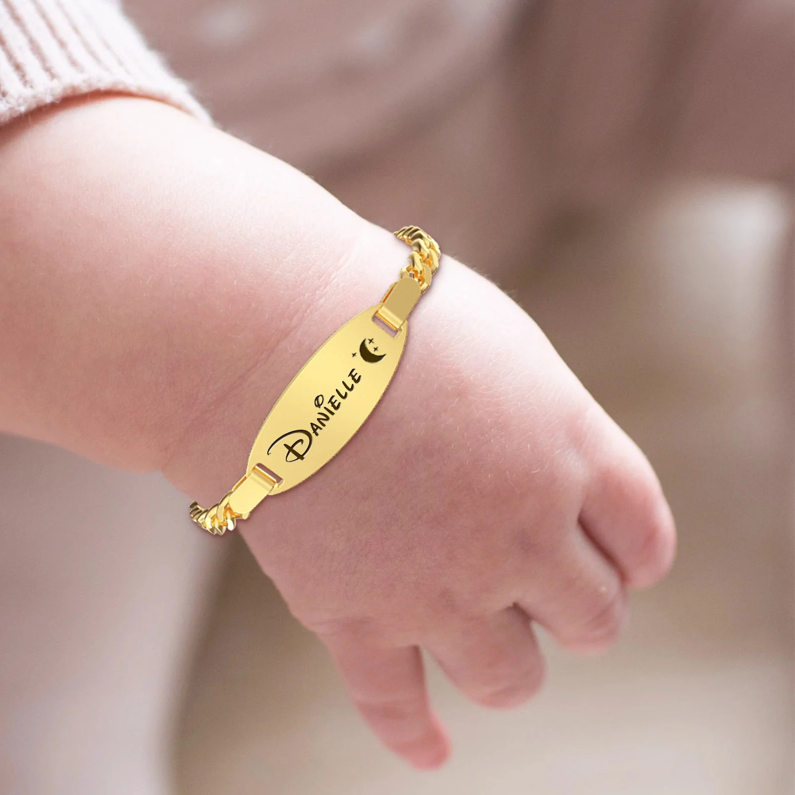 Oval Personalized Baby Name and Birthstone Bracelet - Image 6