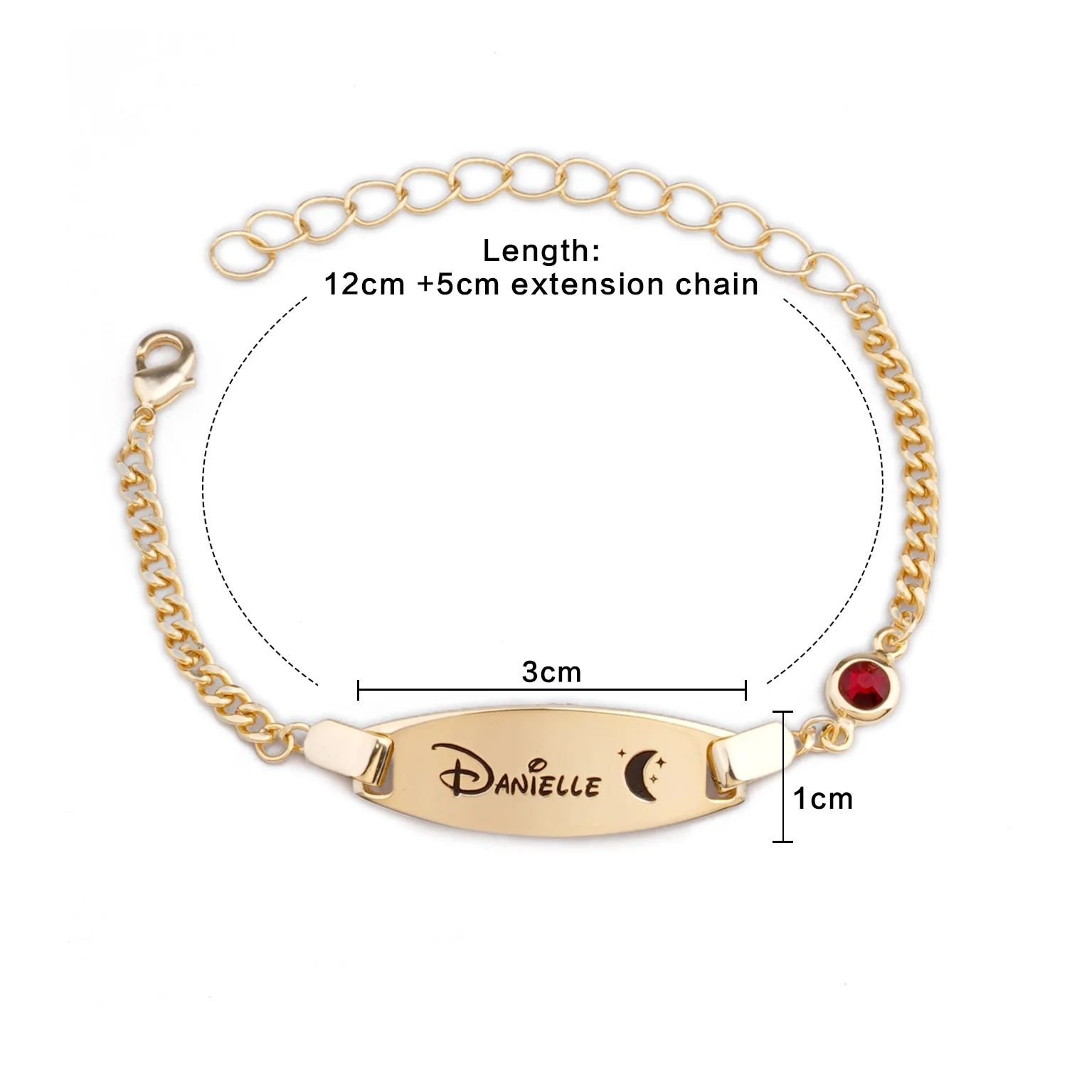 Oval Personalized Baby Name and Birthstone Bracelet - Image 7